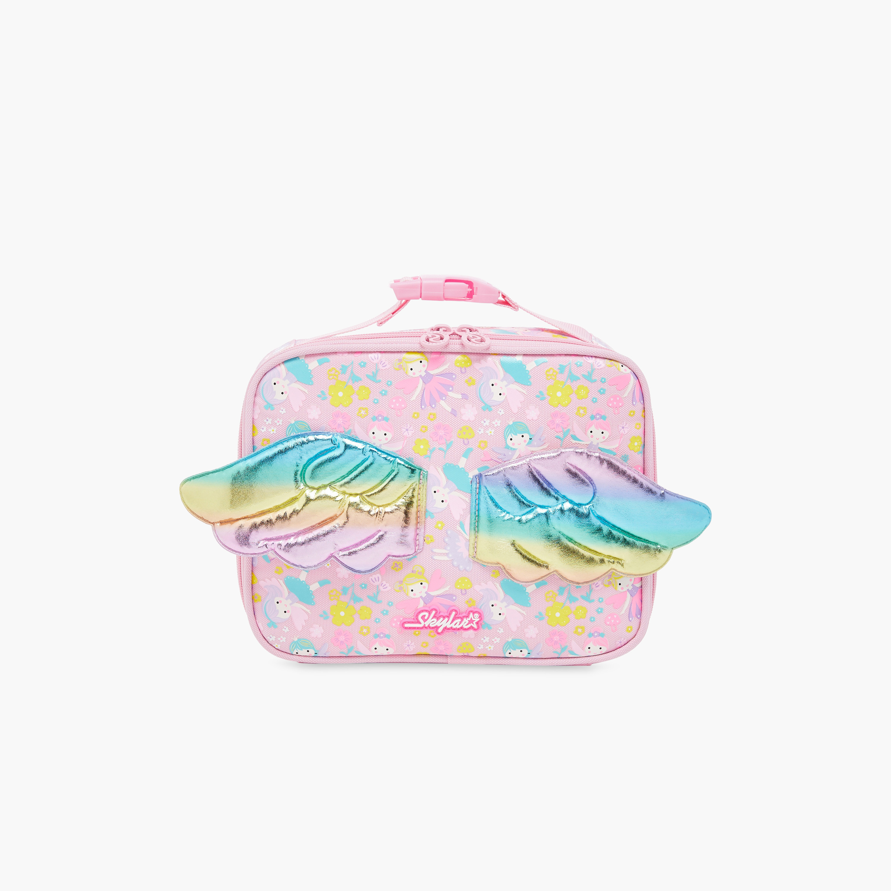 Skylar Fairy Print Lunch Bag with Wing Applique and Zip Closure-school-lunchessentials-lunchbags-image-1