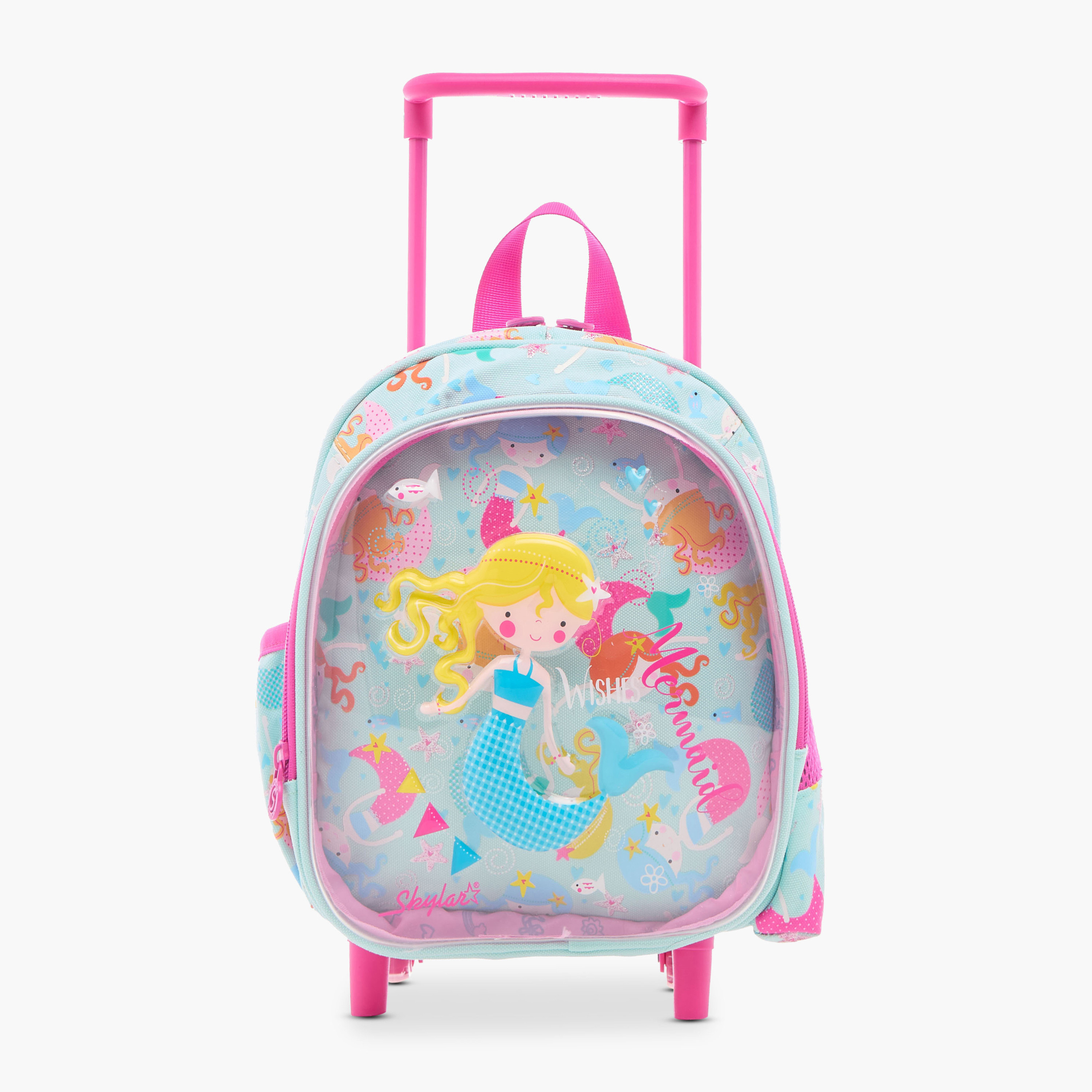 شنطة ترولي 10 بوصة بطبعات حورية البحر ومقبض قابل للسحب من سكايلر - 24x13x27 سم-school-bagsandbackpacks-trolleybags-image-1
