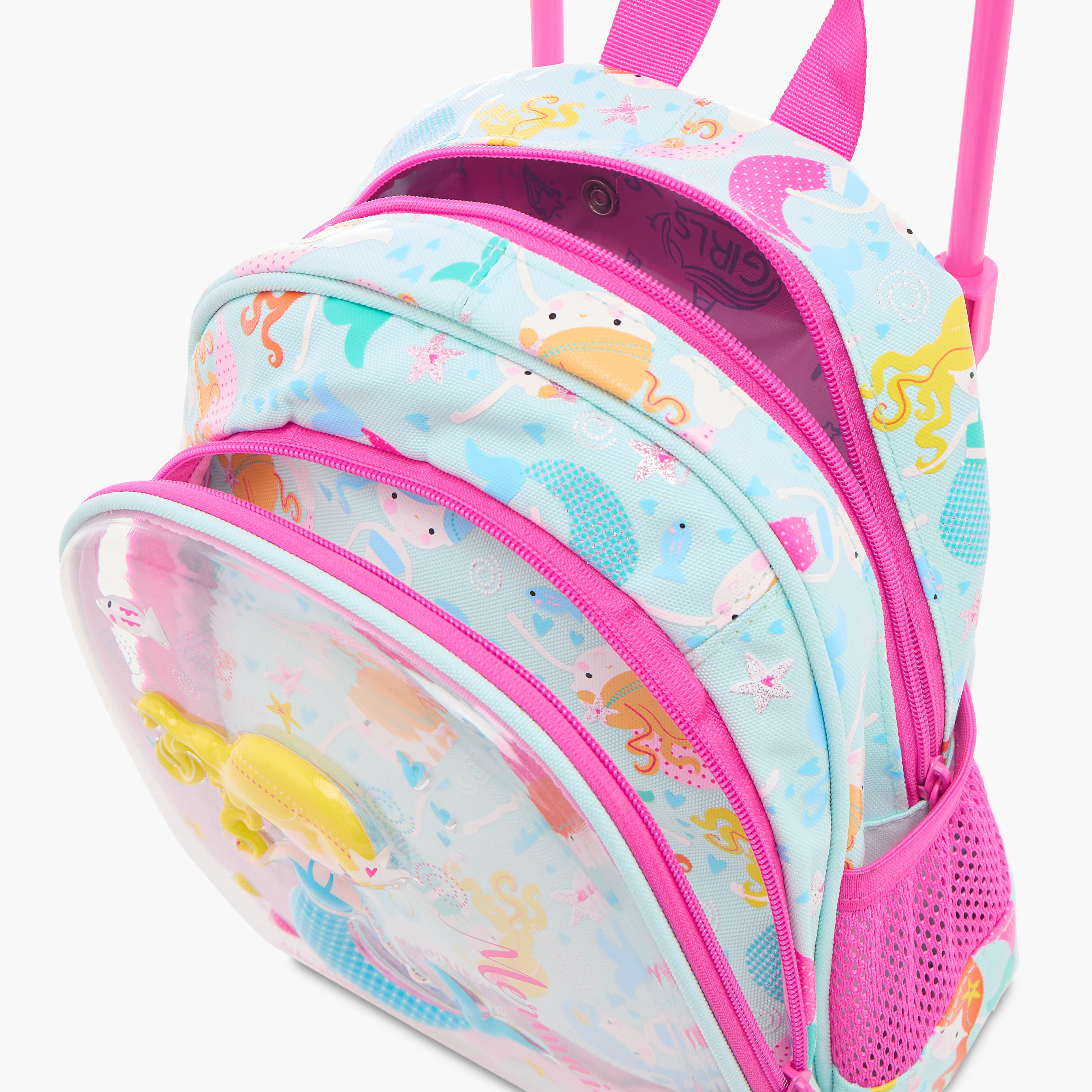 Skylar Mermaid Print 10-inch Trolley Bag with Retractable Handle - 24x13x27 cms-school-bagsandbackpacks-trolleybags-image-11