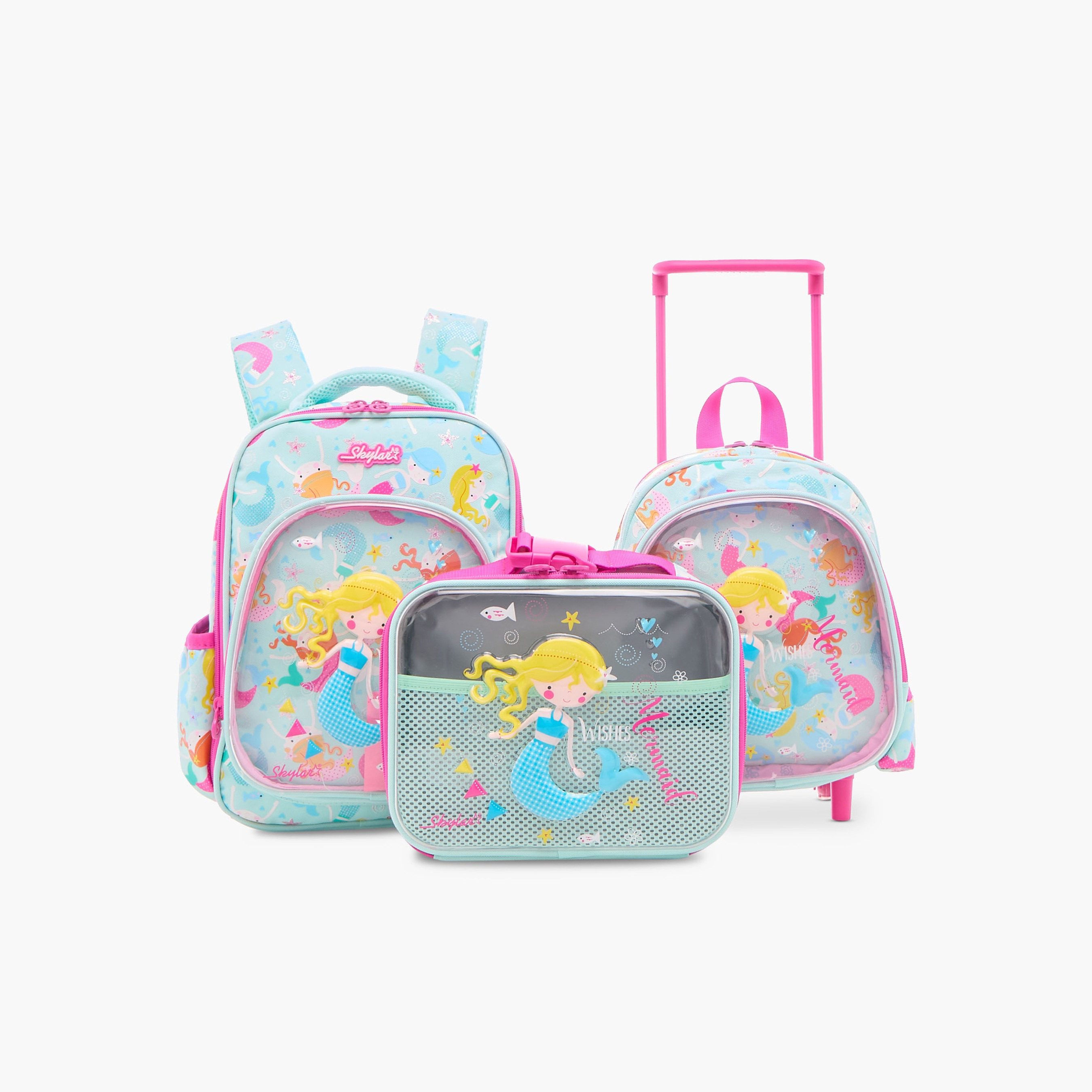 شنطة ترولي 10 بوصة بطبعات حورية البحر ومقبض قابل للسحب من سكايلر - 24x13x27 سم-school-bagsandbackpacks-trolleybags-image-13