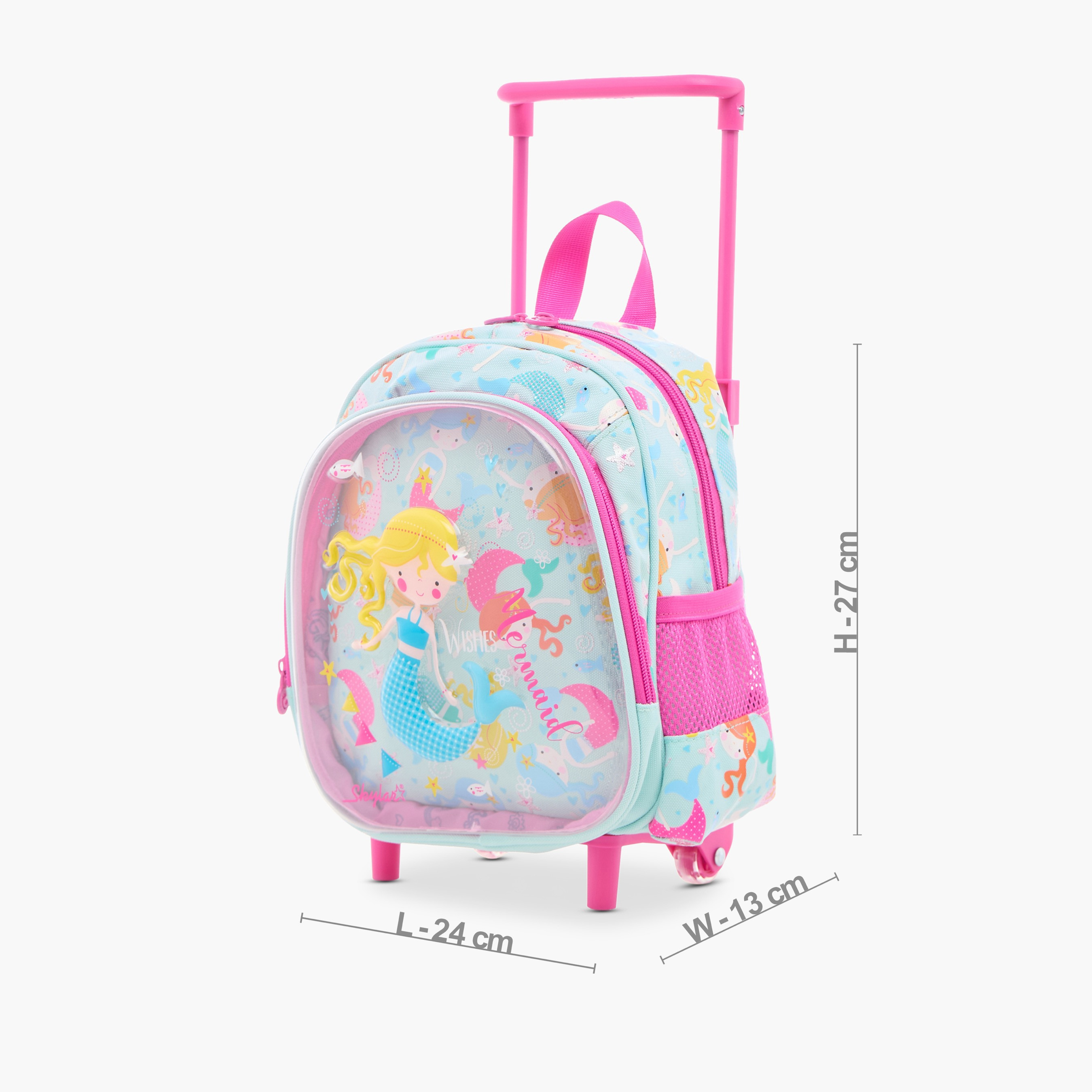 شنطة ترولي 10 بوصة بطبعات حورية البحر ومقبض قابل للسحب من سكايلر - 24x13x27 سم-school-bagsandbackpacks-trolleybags-image-2