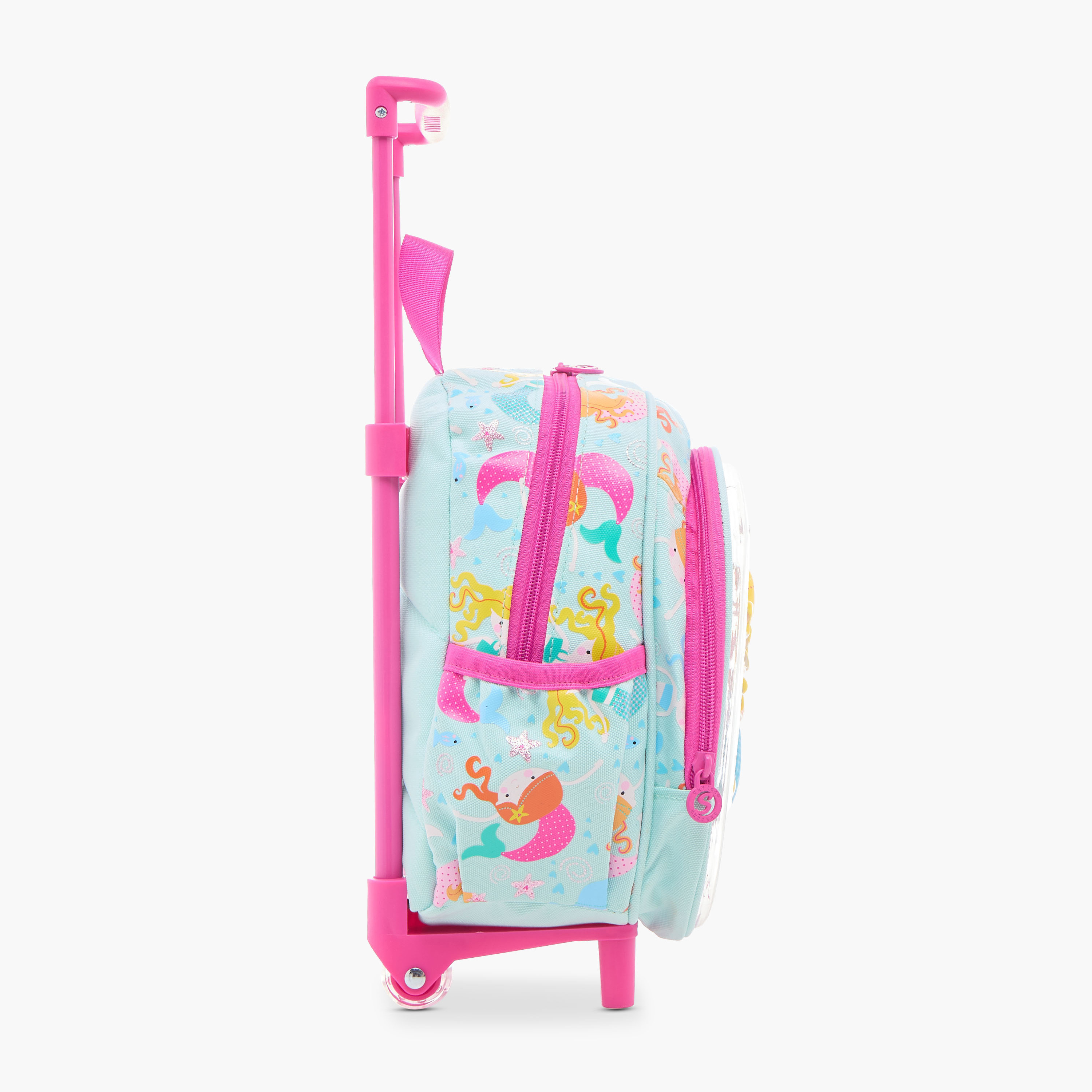 Skylar Mermaid Print 10-inch Trolley Bag with Retractable Handle - 24x13x27 cms-school-bagsandbackpacks-trolleybags-image-3