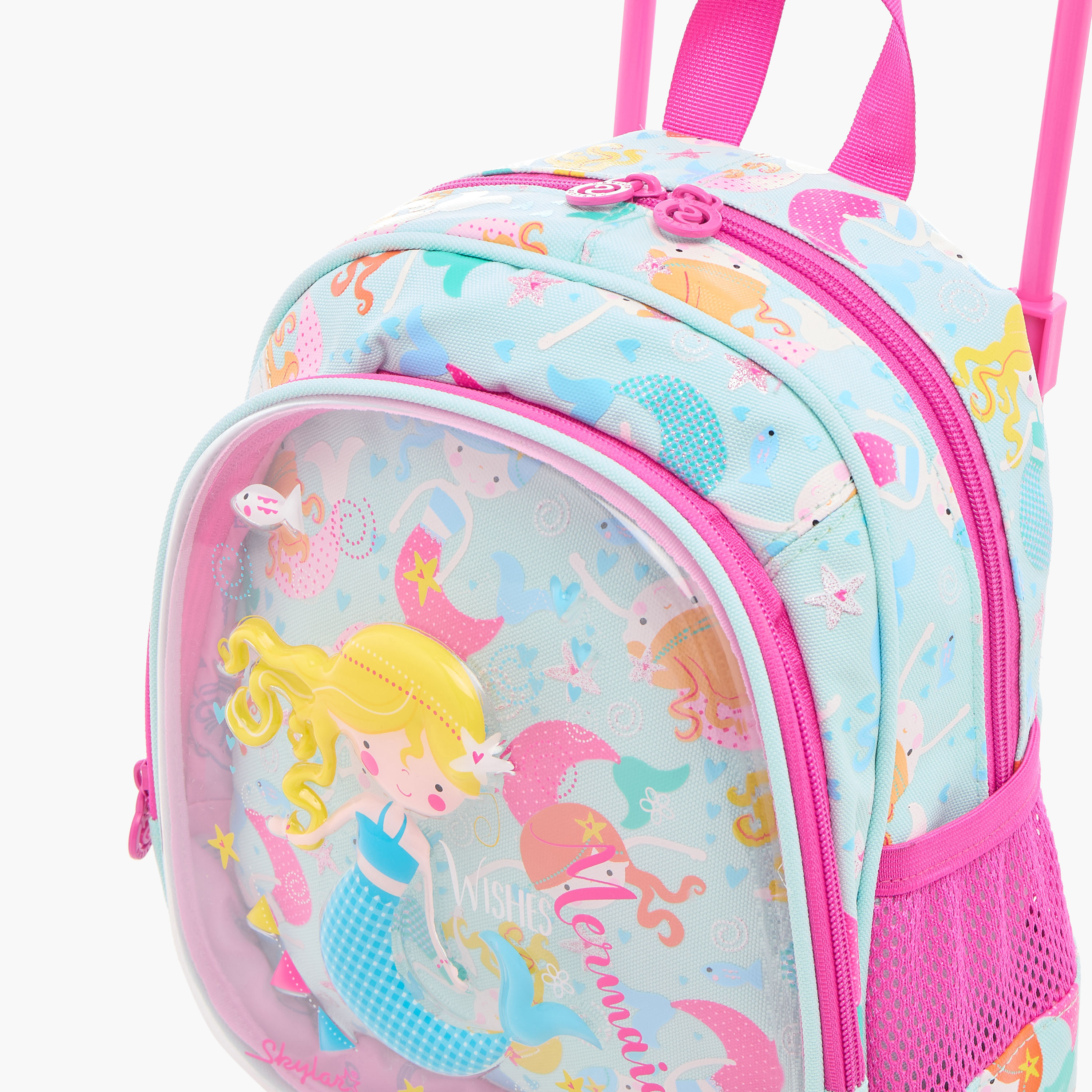 Skylar Mermaid Print 10-inch Trolley Bag with Retractable Handle - 24x13x27 cms-school-bagsandbackpacks-trolleybags-image-7