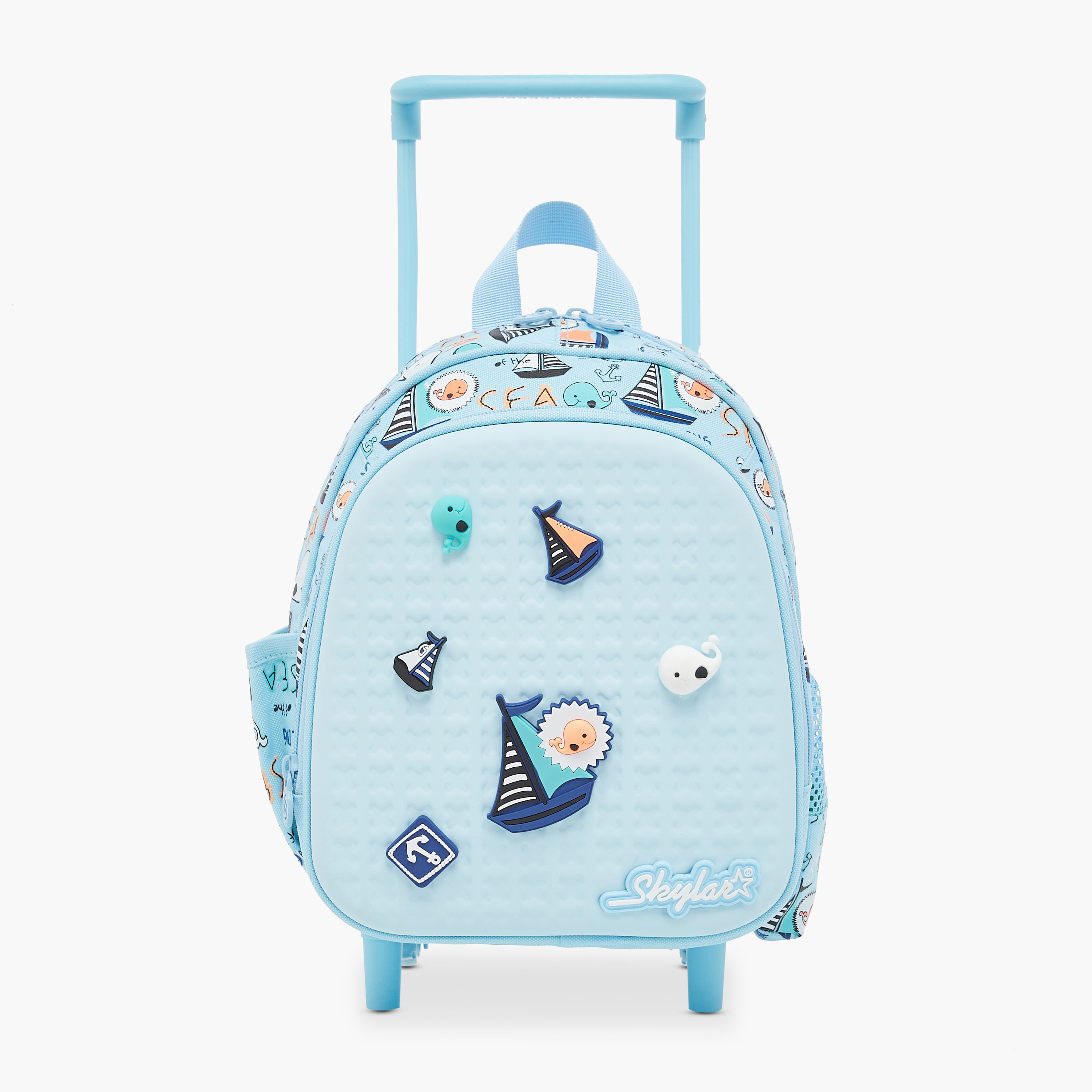 Skylar 10-inch Sea Print Trolley Backpack With Retractable Handle - 24x13x27 cms-school-bagsandbackpacks-trolleybags-image-1