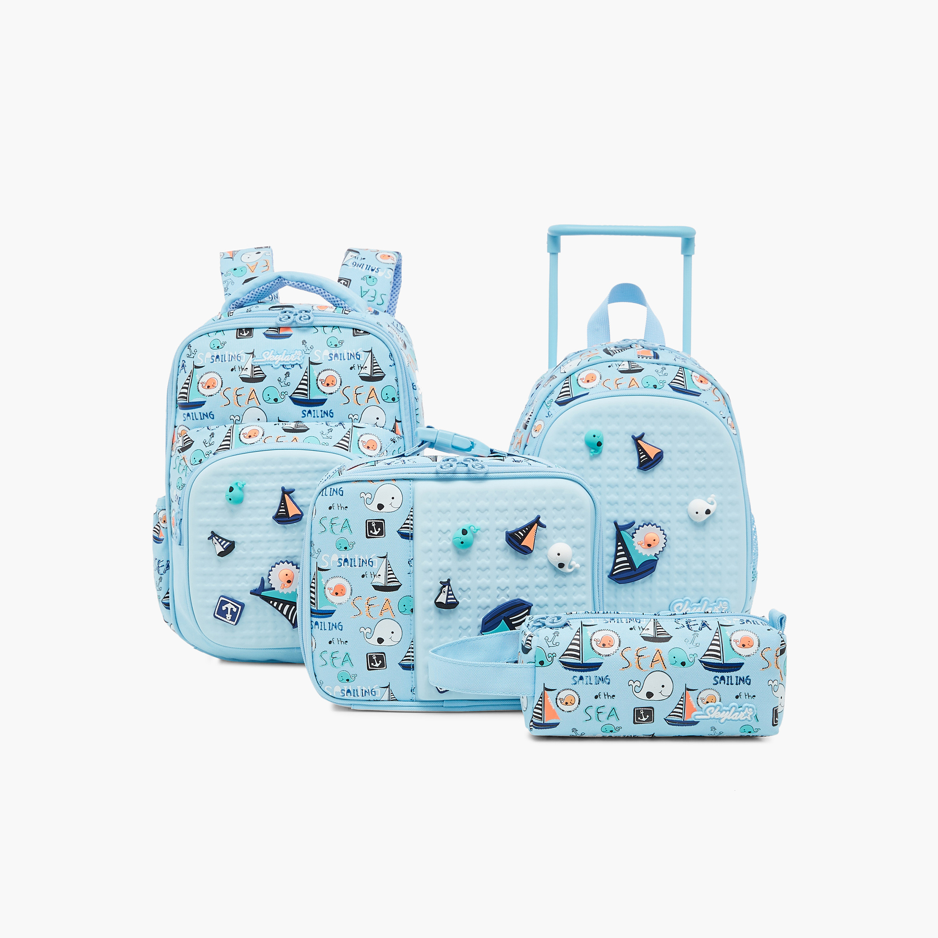 Skylar 10-inch Sea Print Trolley Backpack With Retractable Handle - 24x13x27 cms-school-bagsandbackpacks-trolleybags-image-14