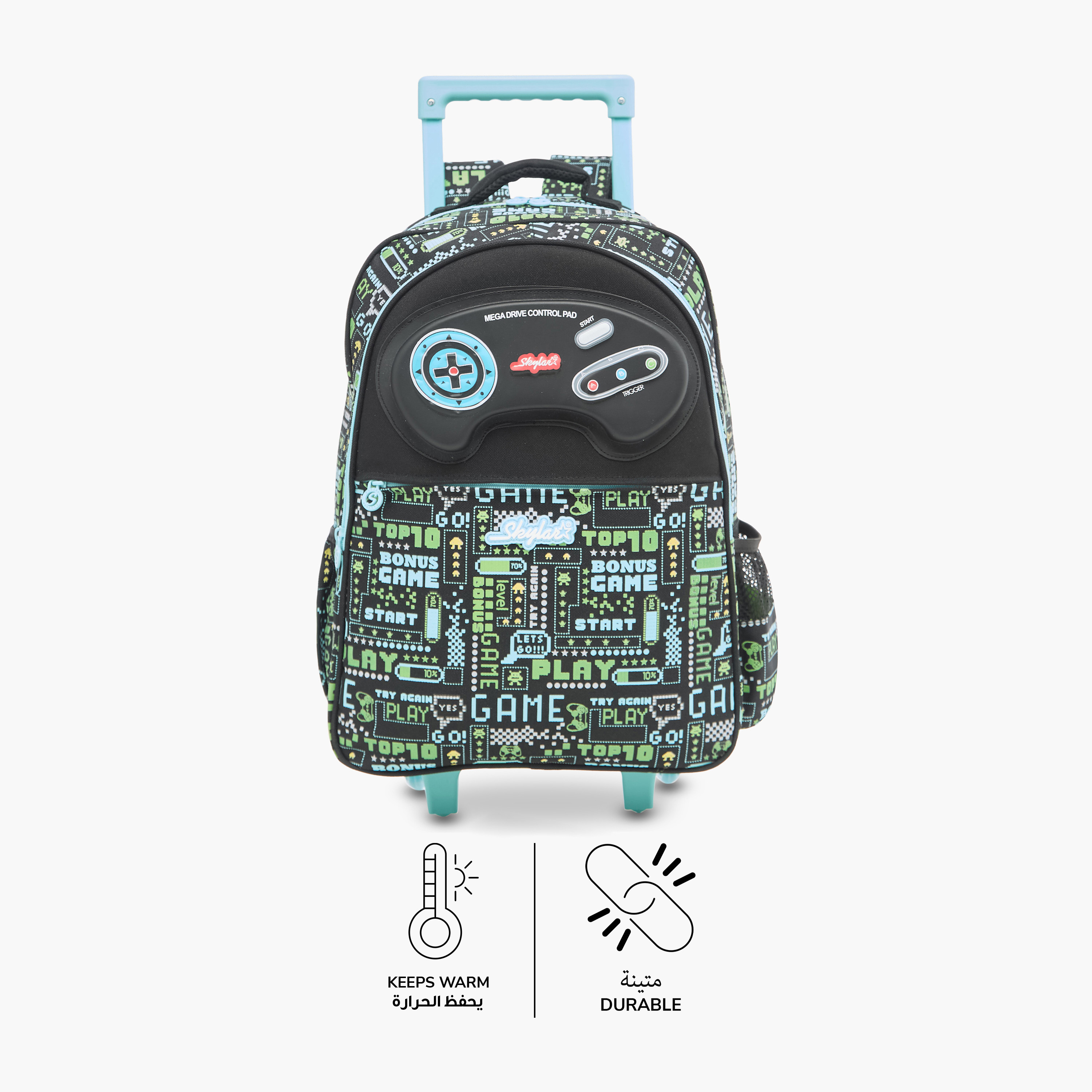 Skylar Game Print 17 inch Trolley Backpack with Retractable Handle - 31x18x43 cms-cpkids-backtoschool-schoolbagsandbackpacks-trolleybags-image-4