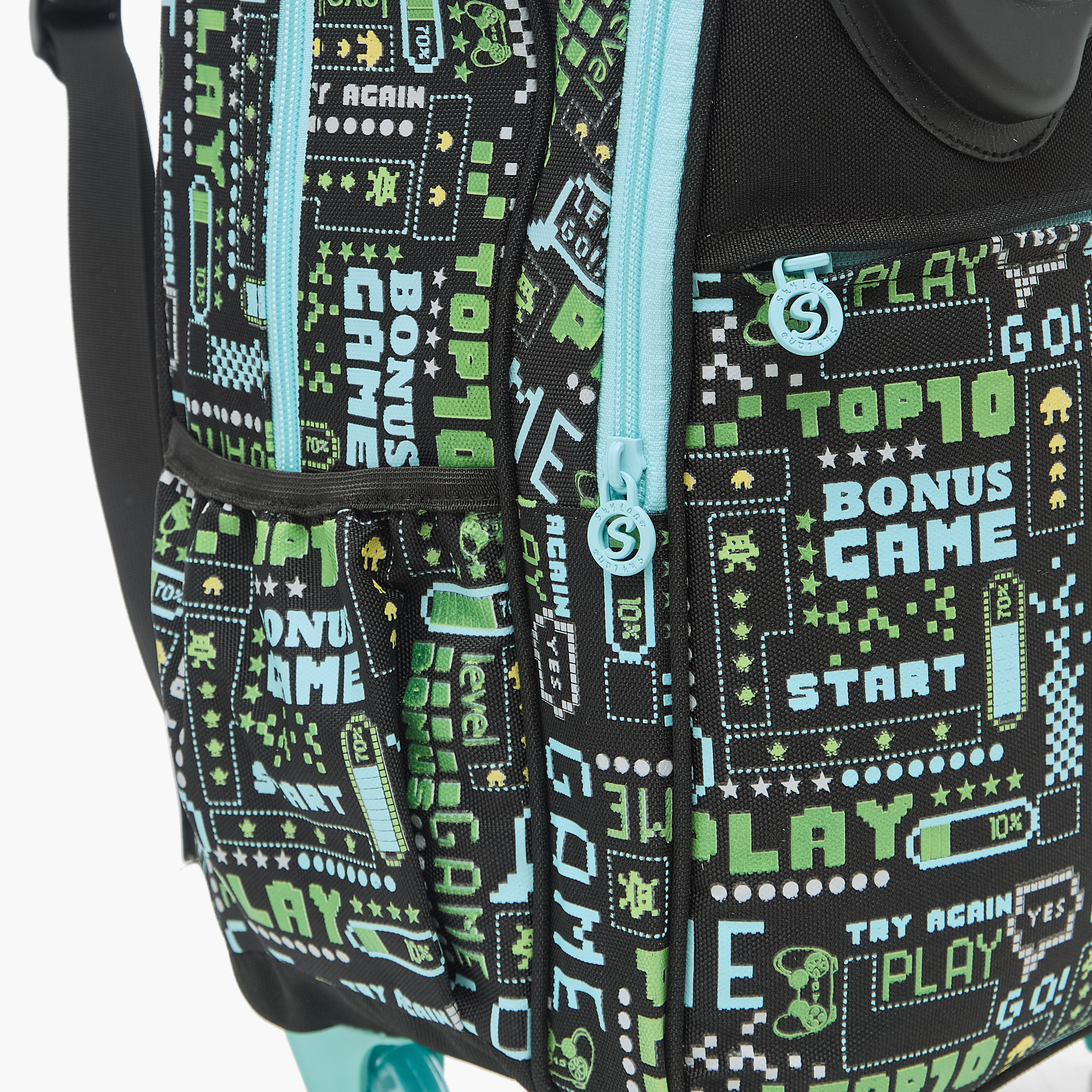 Skylar Game Print 17 inch Trolley Backpack with Retractable Handle - 31x18x43 cms-cpkids-backtoschool-schoolbagsandbackpacks-trolleybags-image-9