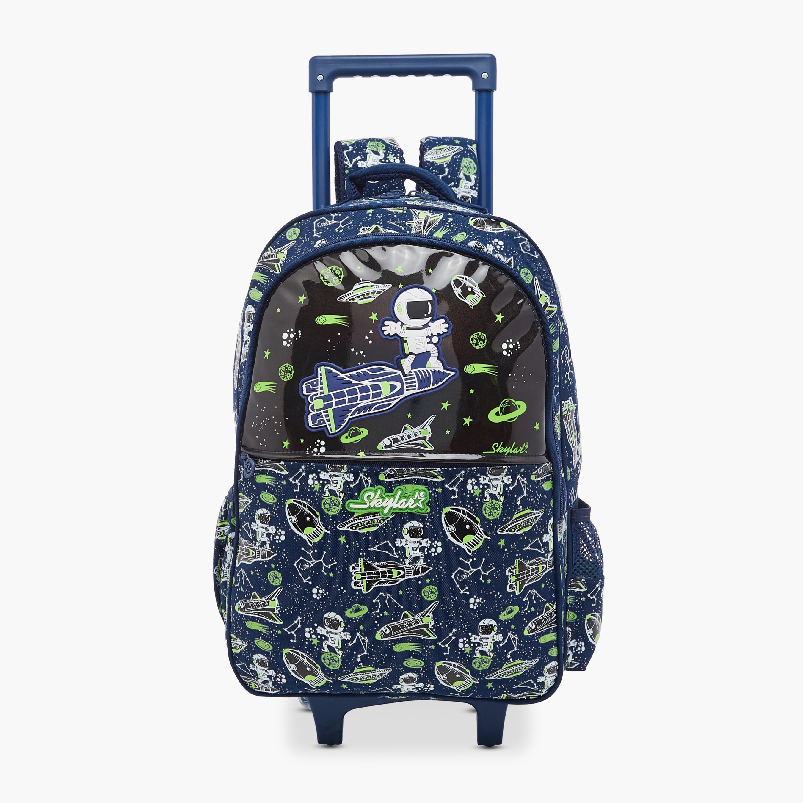 Skylar Glow in the Dark Space Print Trolley Backpack with Adjustable Straps - 17 inches-school-bagsandbackpacks-trolleybags-image-1