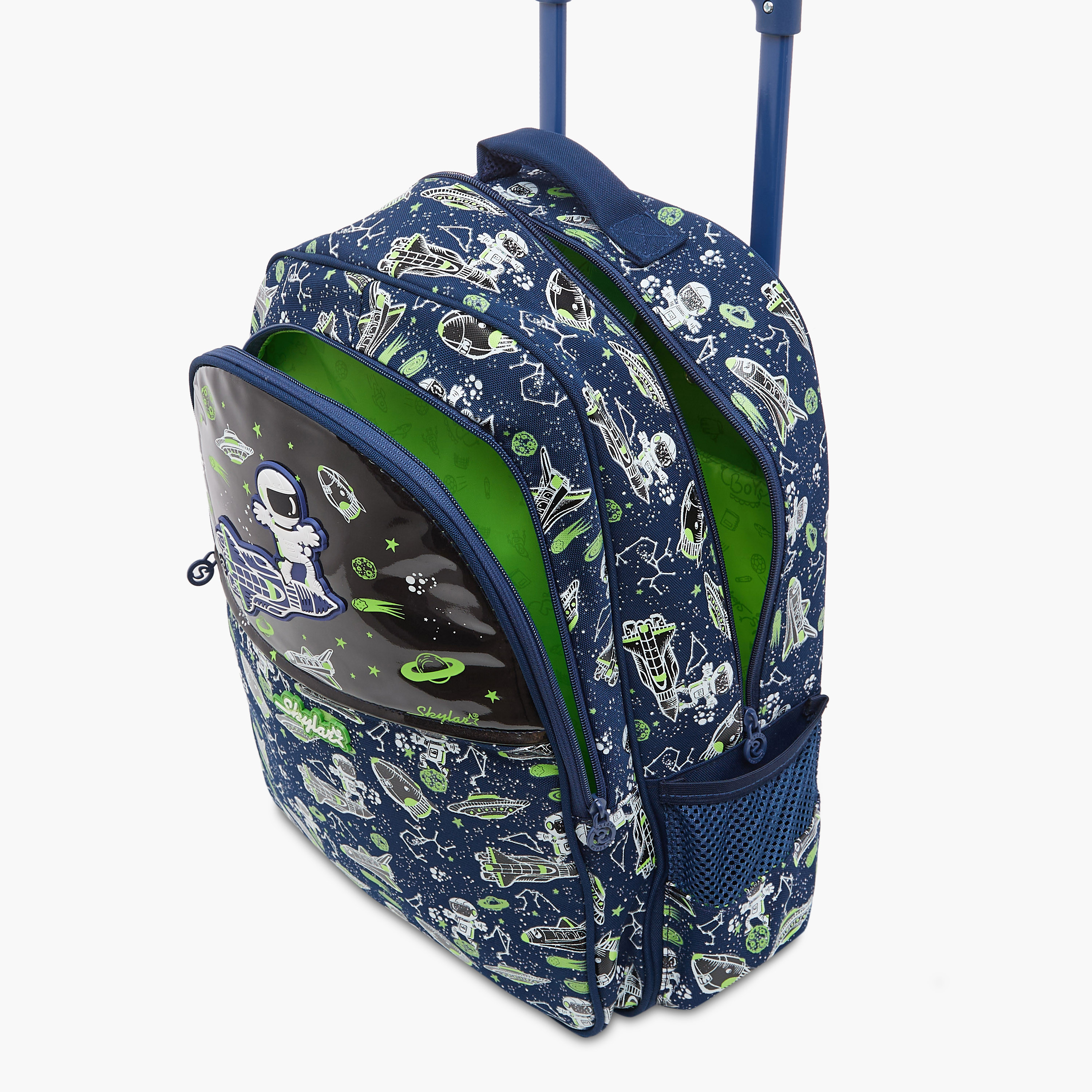 Skylar Glow in the Dark Space Print Trolley Backpack with Adjustable Straps - 17 inches-school-bagsandbackpacks-trolleybags-image-12