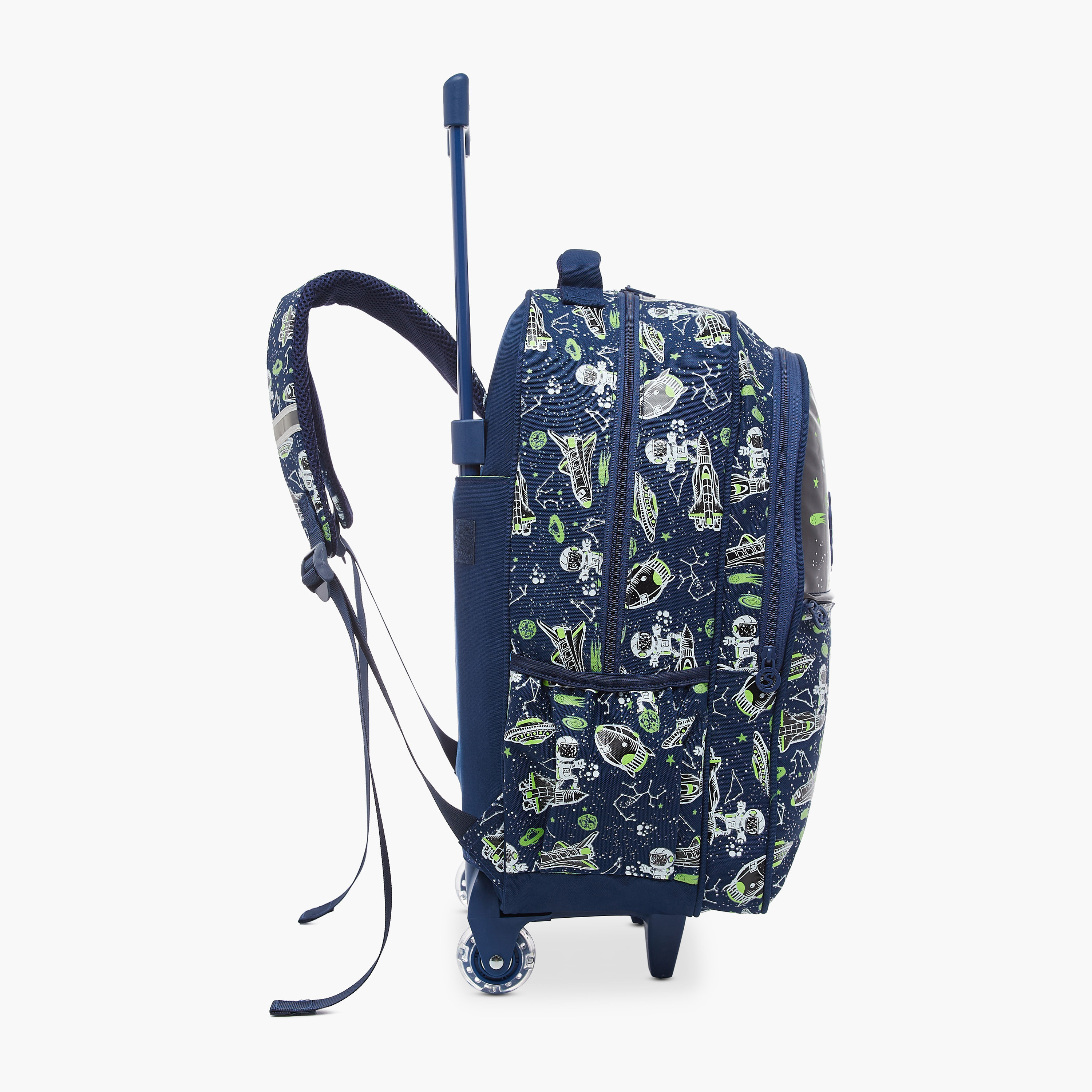 Skylar Glow in the Dark Space Print Trolley Backpack with Adjustable Straps - 17 inches-school-bagsandbackpacks-trolleybags-image-5