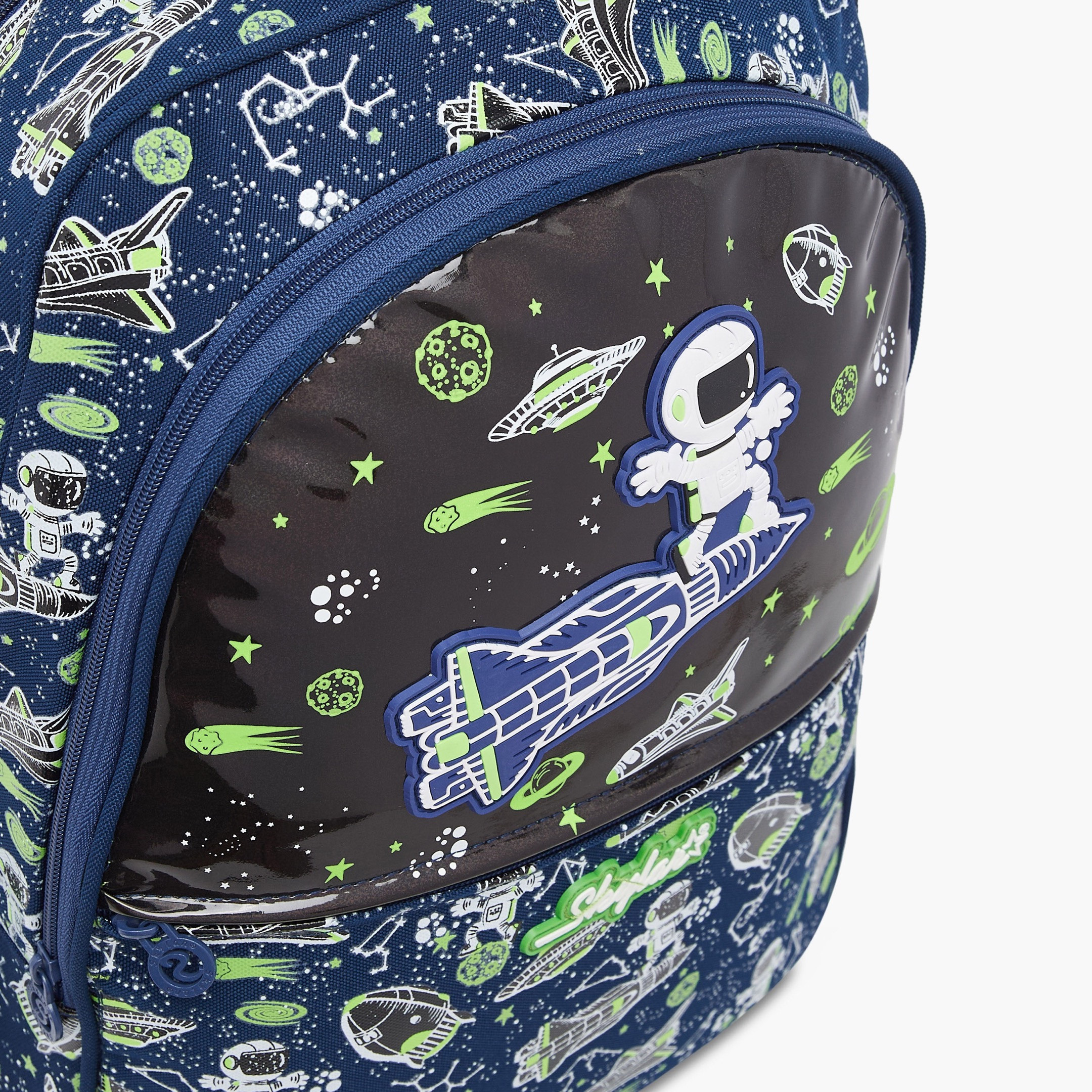 Skylar Glow in the Dark Space Print Trolley Backpack with Adjustable Straps - 17 inches-school-bagsandbackpacks-trolleybags-image-9