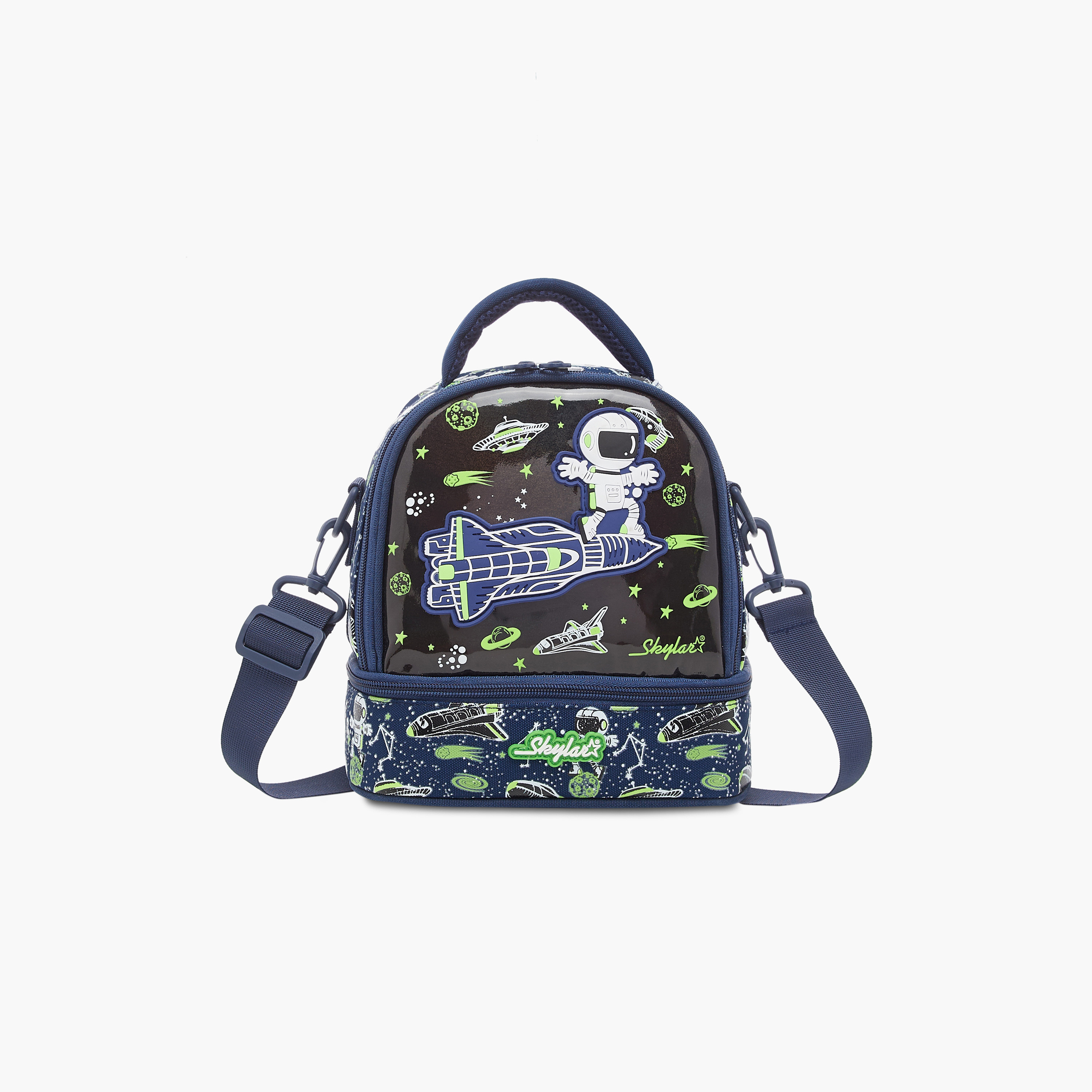 Skylar Glow in the Dark Space Print Lunch Bag with Zip Closure-school-lunchessentials-lunchbags-image-1