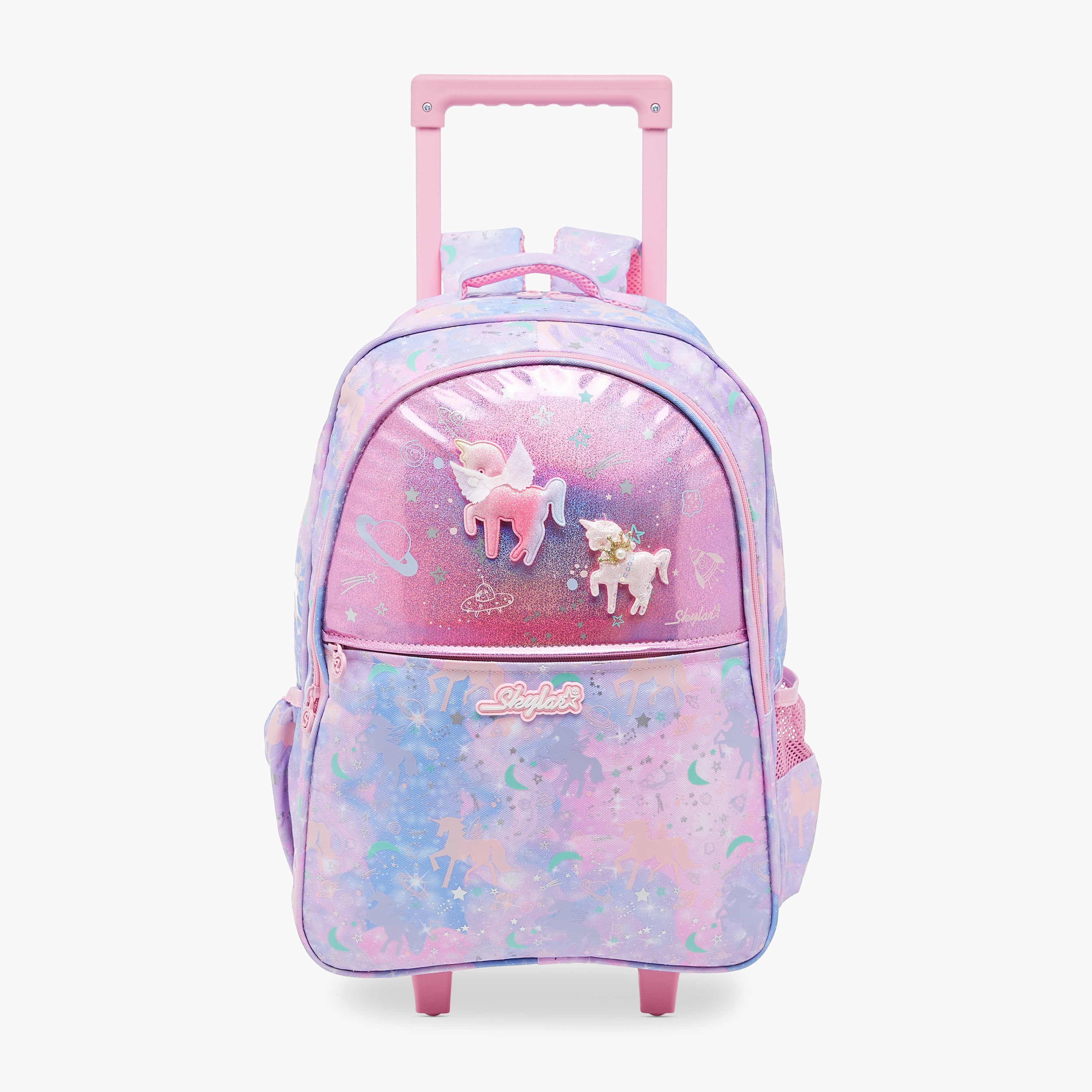 Skylar Unicorn Applique 17-Inch Trolley Backpack with Adjustable Straps - 31x18x43 cms-cpkids-backtoschool-schoolbagsandbackpacks-trolleybags-image-1