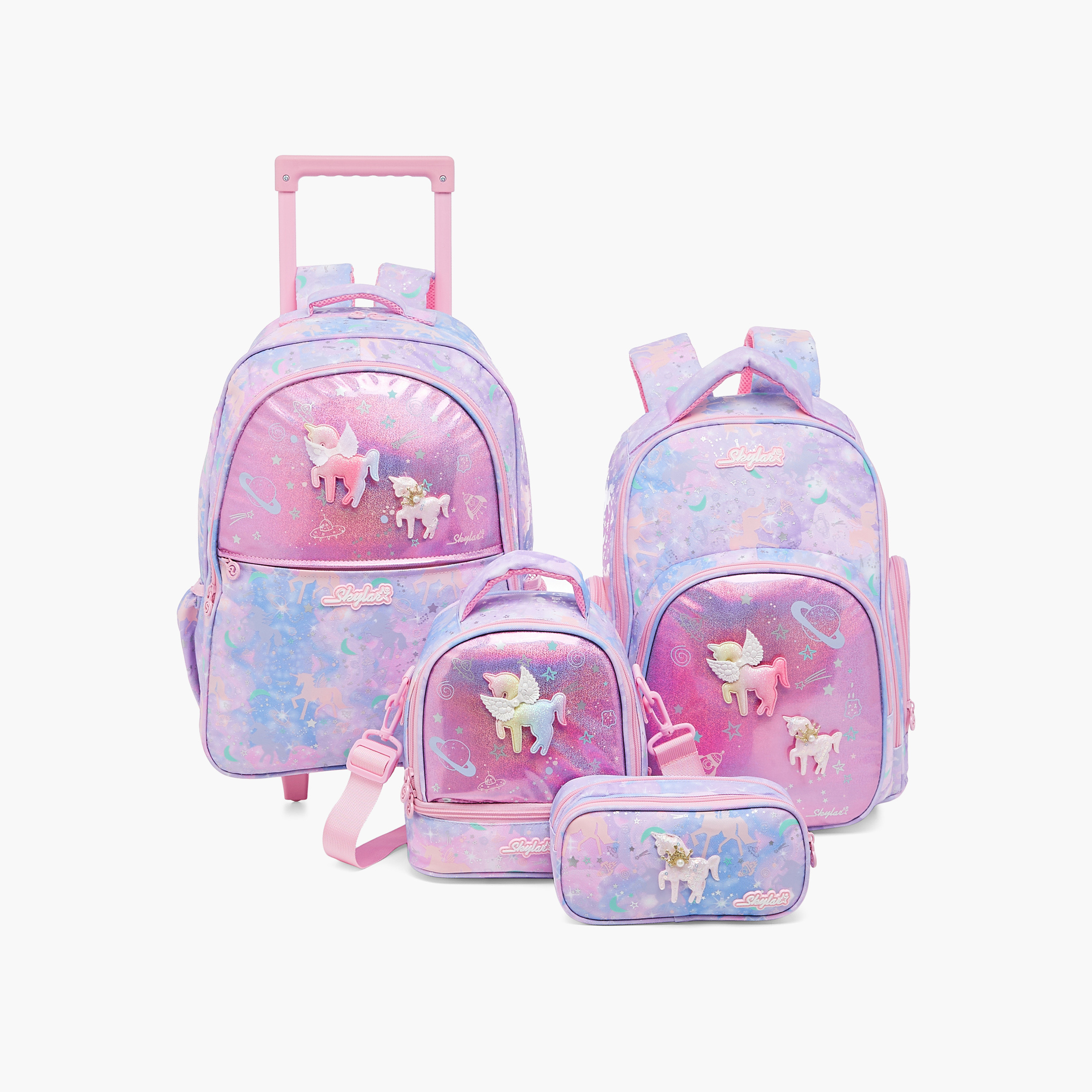 Skylar Unicorn Applique 17-Inch Trolley Backpack with Adjustable Straps - 31x18x43 cms-cpkids-backtoschool-schoolbagsandbackpacks-trolleybags-image-14