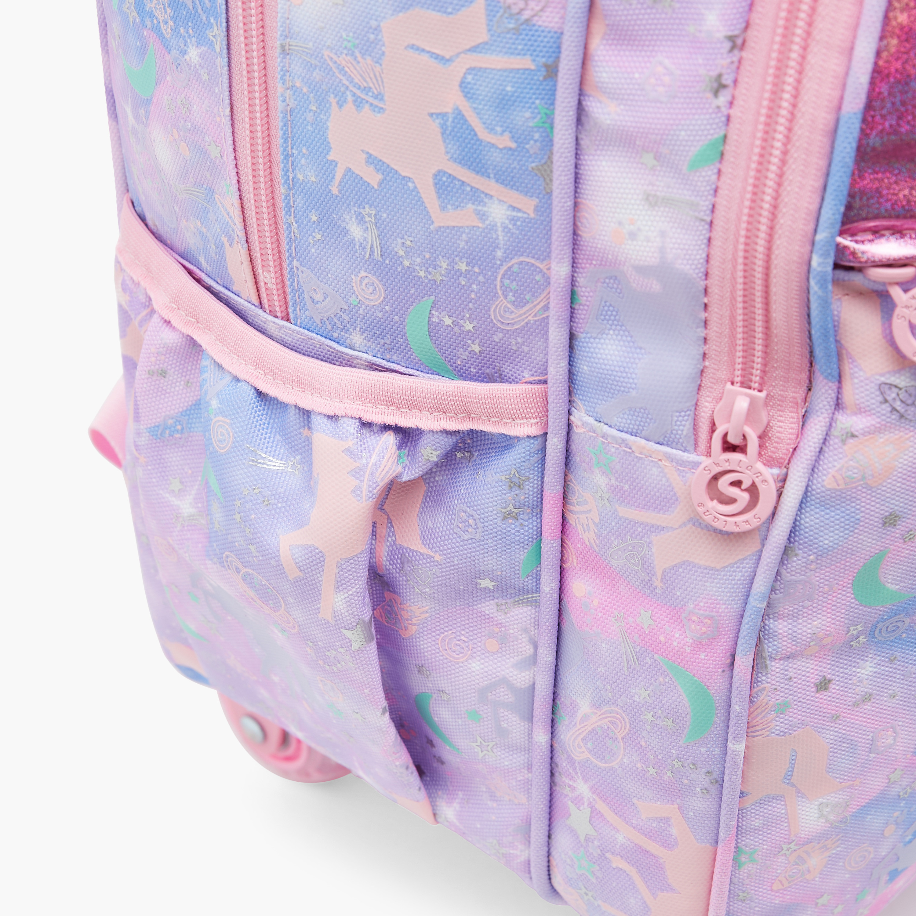 Skylar Unicorn Applique 17-Inch Trolley Backpack with Adjustable Straps - 31x18x43 cms-cpkids-backtoschool-schoolbagsandbackpacks-trolleybags-image-7