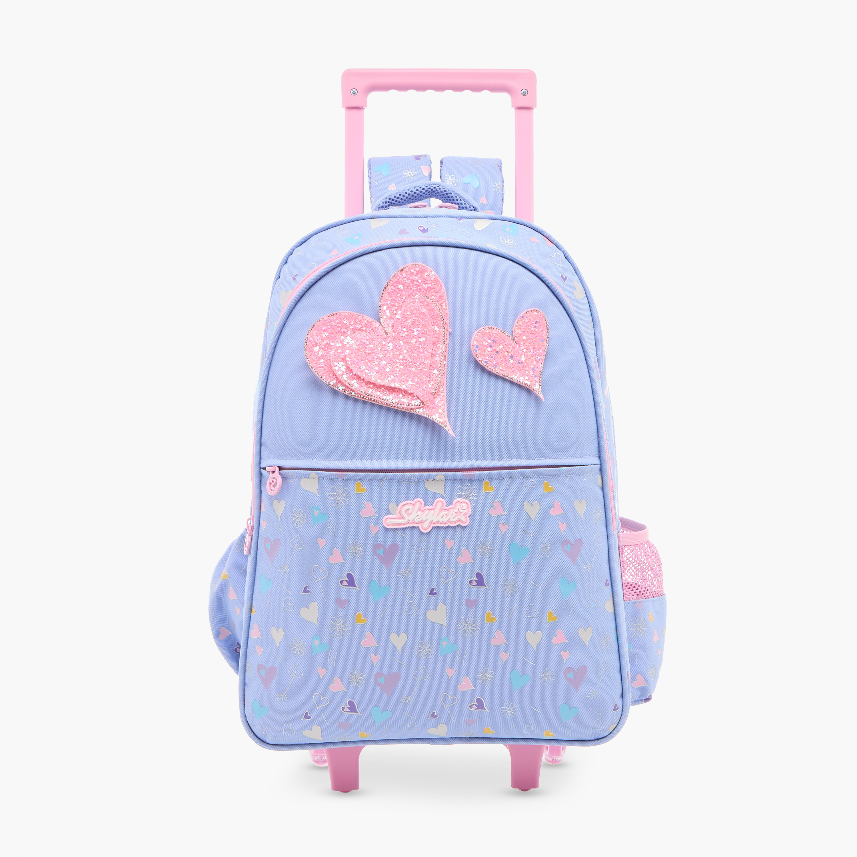 Skylar Heart Applique 17-Inch Trolley Backpack with Retractable Handle - 31x18x43 cms-school-bagsandbackpacks-trolleybags-image-1