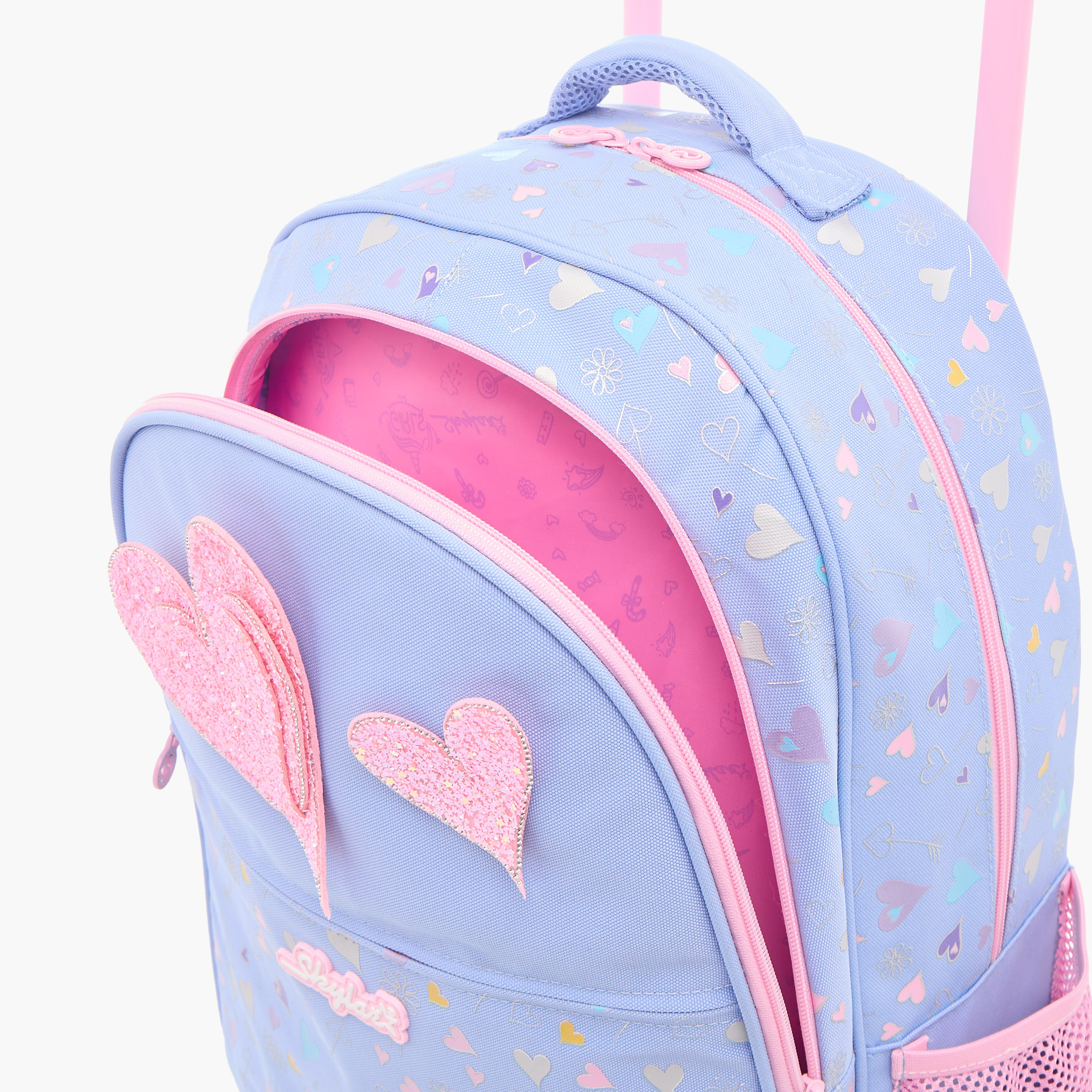 Skylar Heart Applique 17-Inch Trolley Backpack with Retractable Handle - 31x18x43 cms-school-bagsandbackpacks-trolleybags-image-11