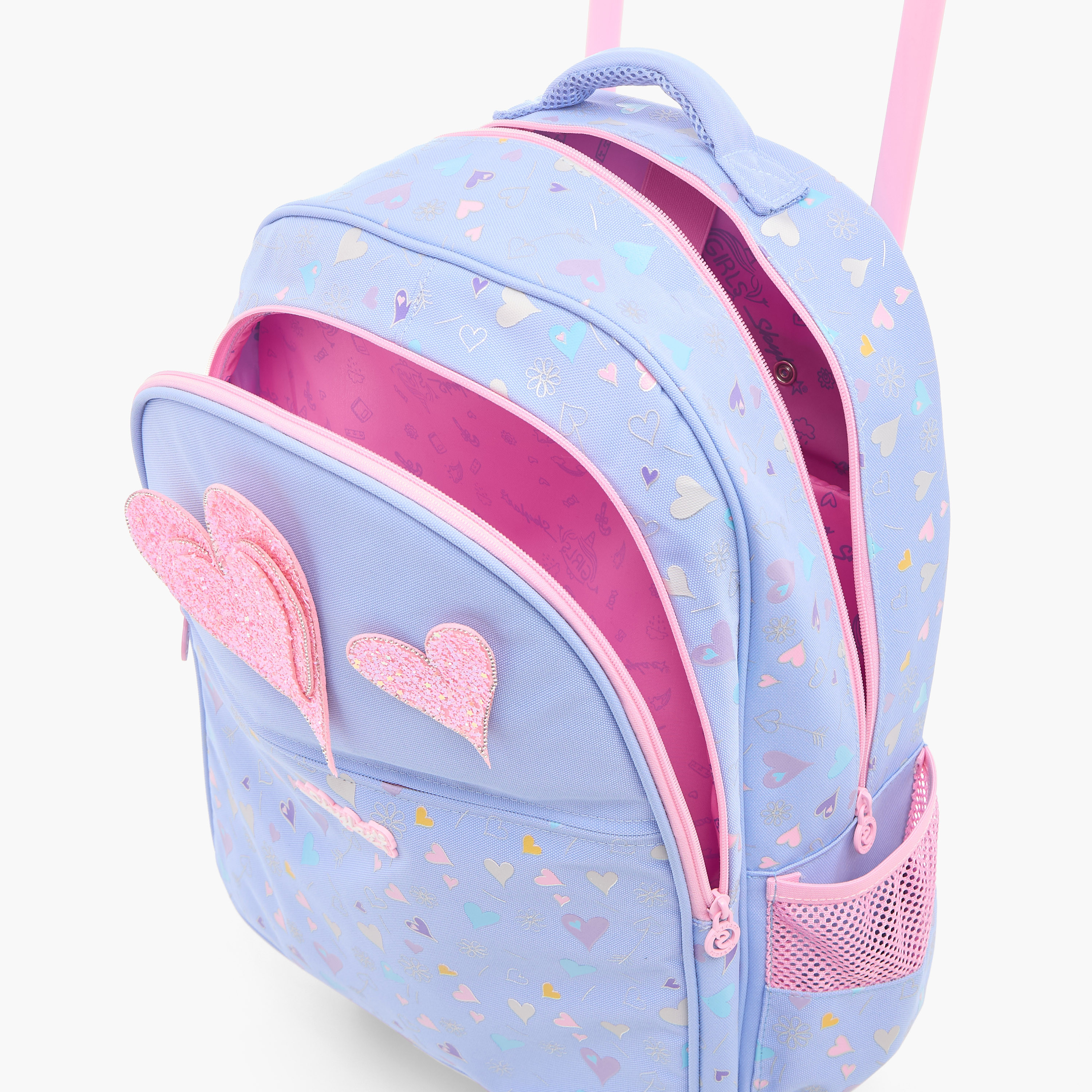 Skylar Heart Applique 17-Inch Trolley Backpack with Retractable Handle - 31x18x43 cms-school-bagsandbackpacks-trolleybags-image-12