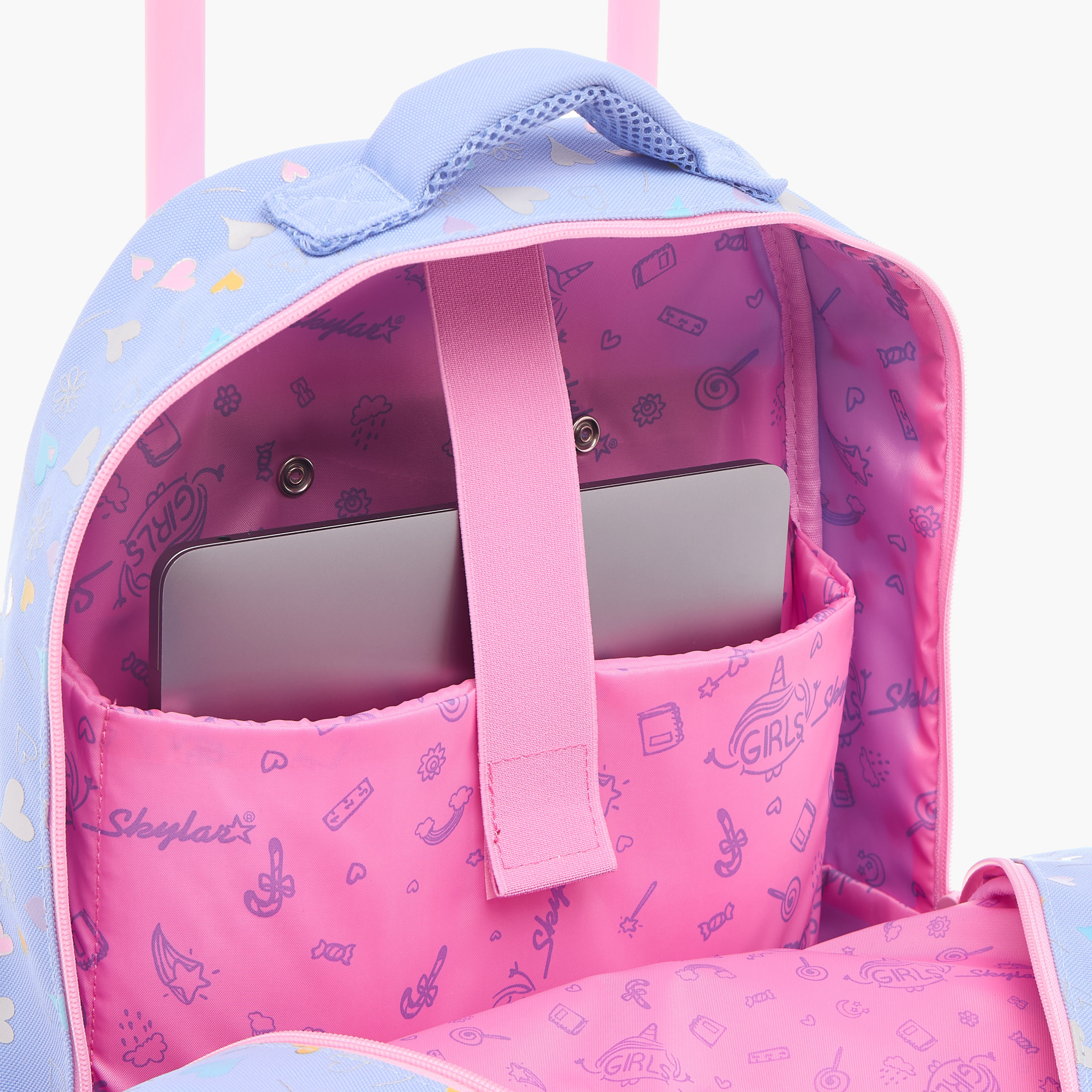Skylar Heart Applique 17-Inch Trolley Backpack with Retractable Handle - 31x18x43 cms-school-bagsandbackpacks-trolleybags-image-13
