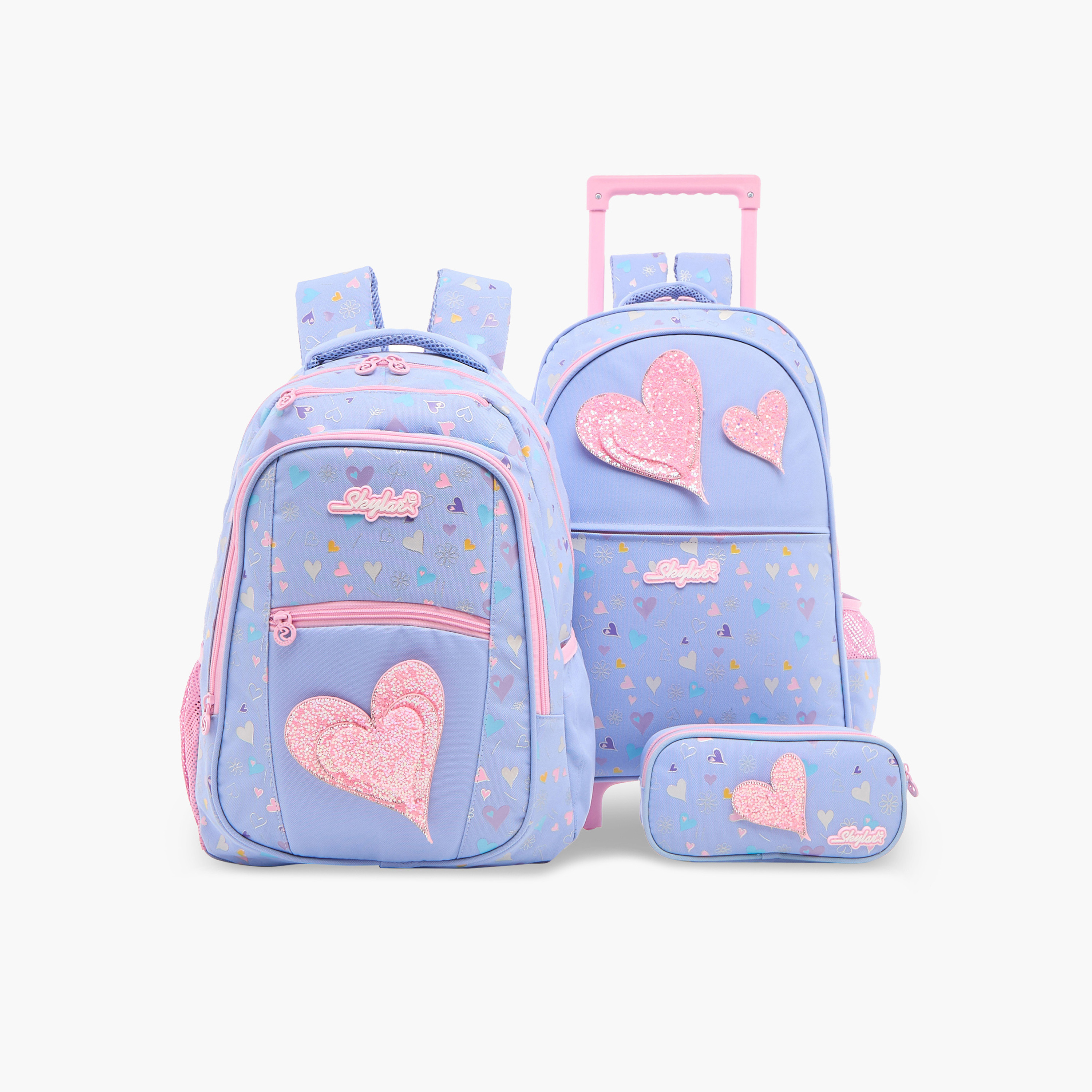 Skylar Heart Applique 17-Inch Trolley Backpack with Retractable Handle - 31x18x43 cms-school-bagsandbackpacks-trolleybags-image-14
