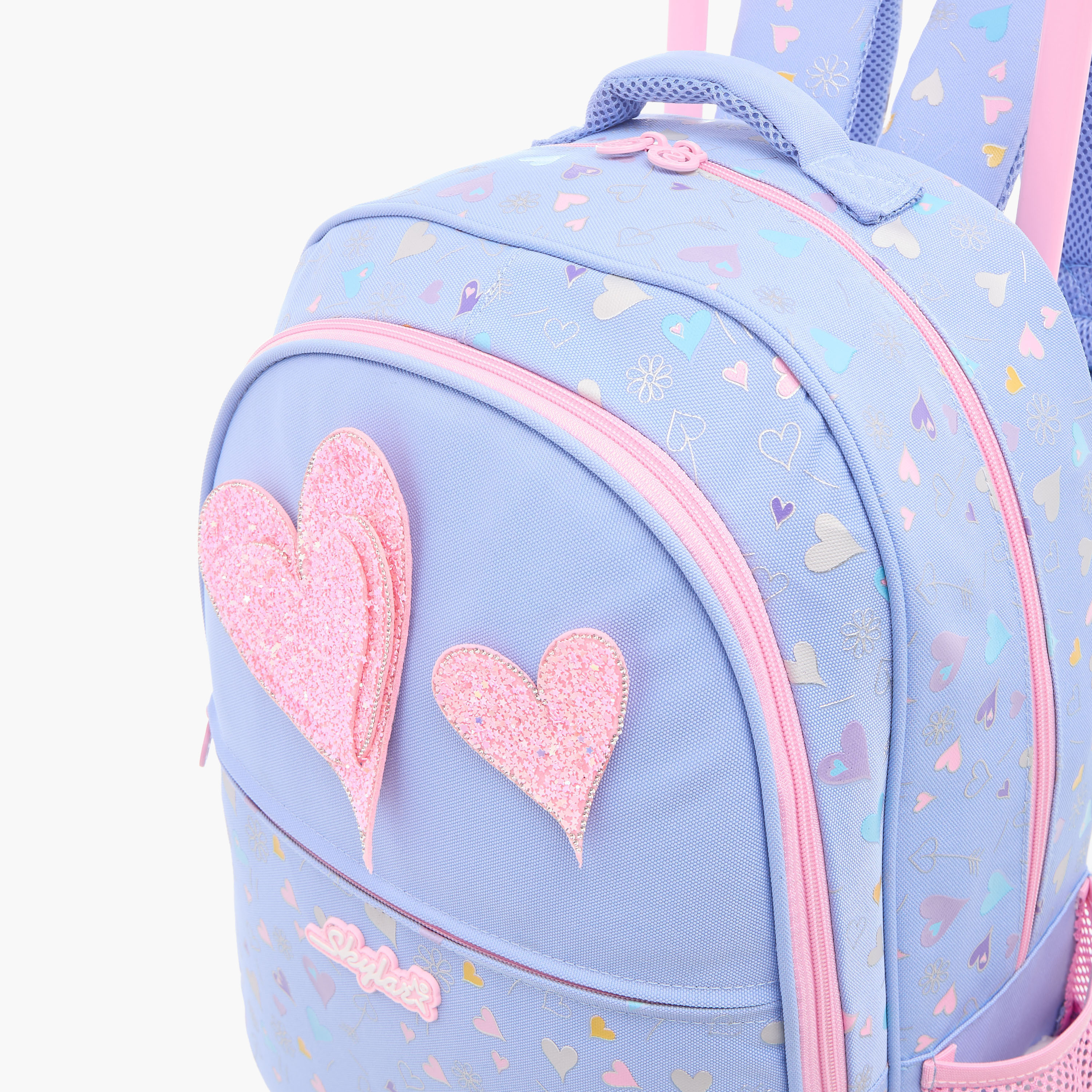 Skylar Heart Applique 17-Inch Trolley Backpack with Retractable Handle - 31x18x43 cms-school-bagsandbackpacks-trolleybags-image-9