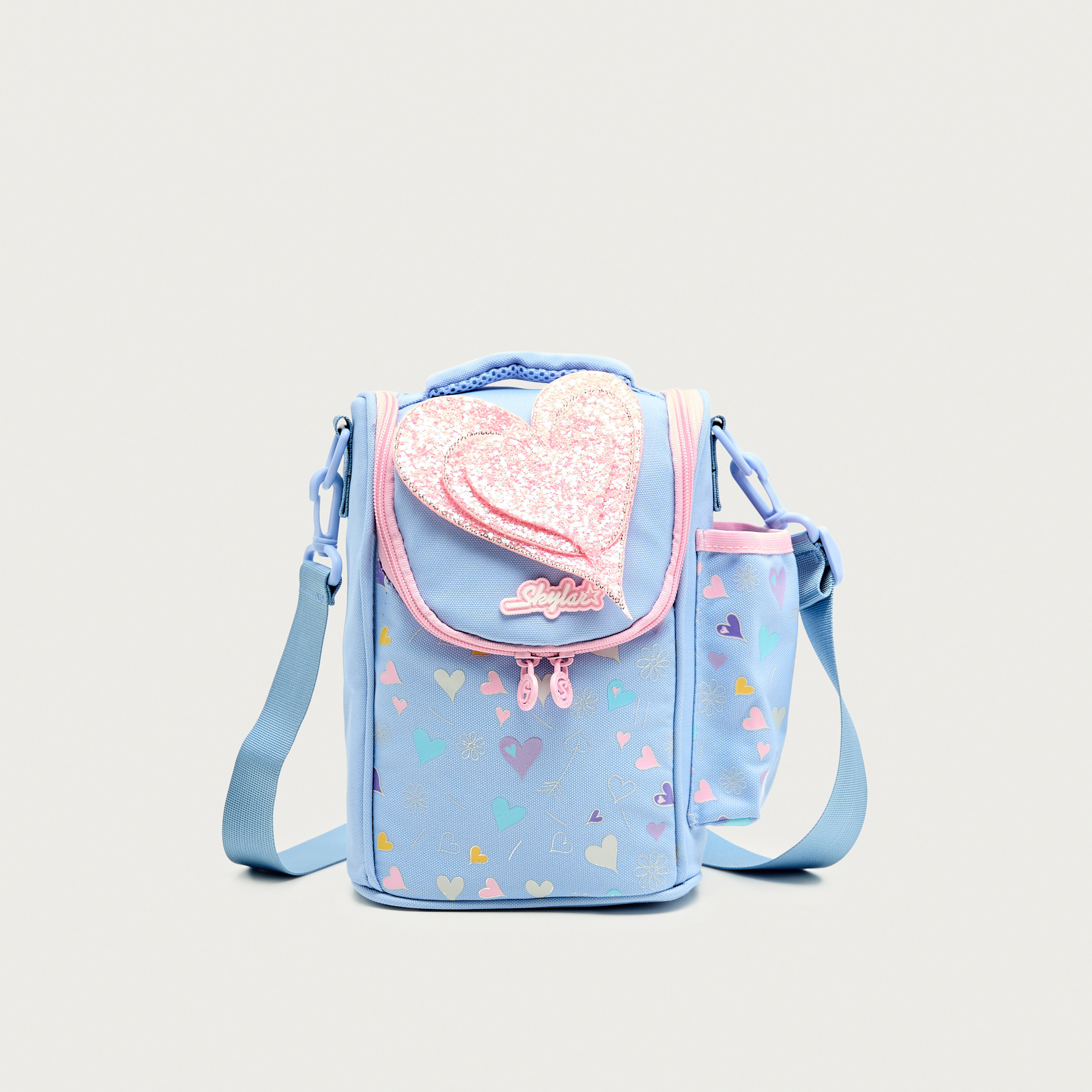 Skylar Printed Lunch Bag with Heart Accent and Zip Closure-school-lunchessentials-lunchbags-image-1