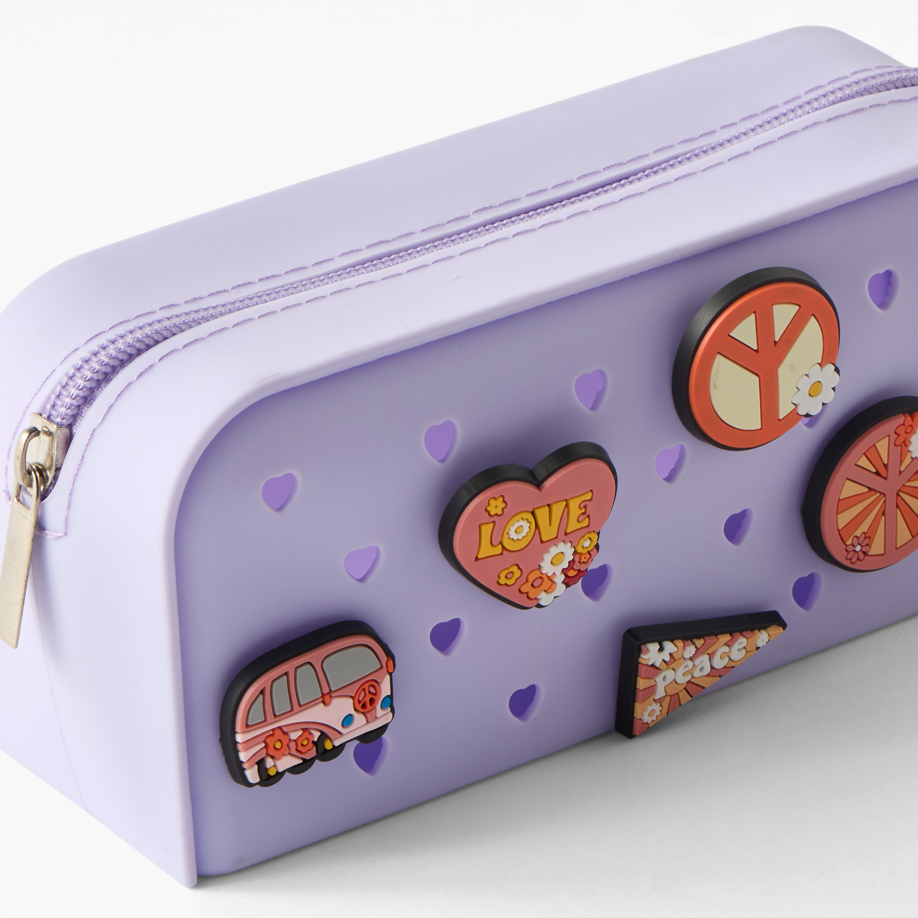 Applique Detail Pencil Case with Zip Closure-school-stationery-pencilcases-image-3