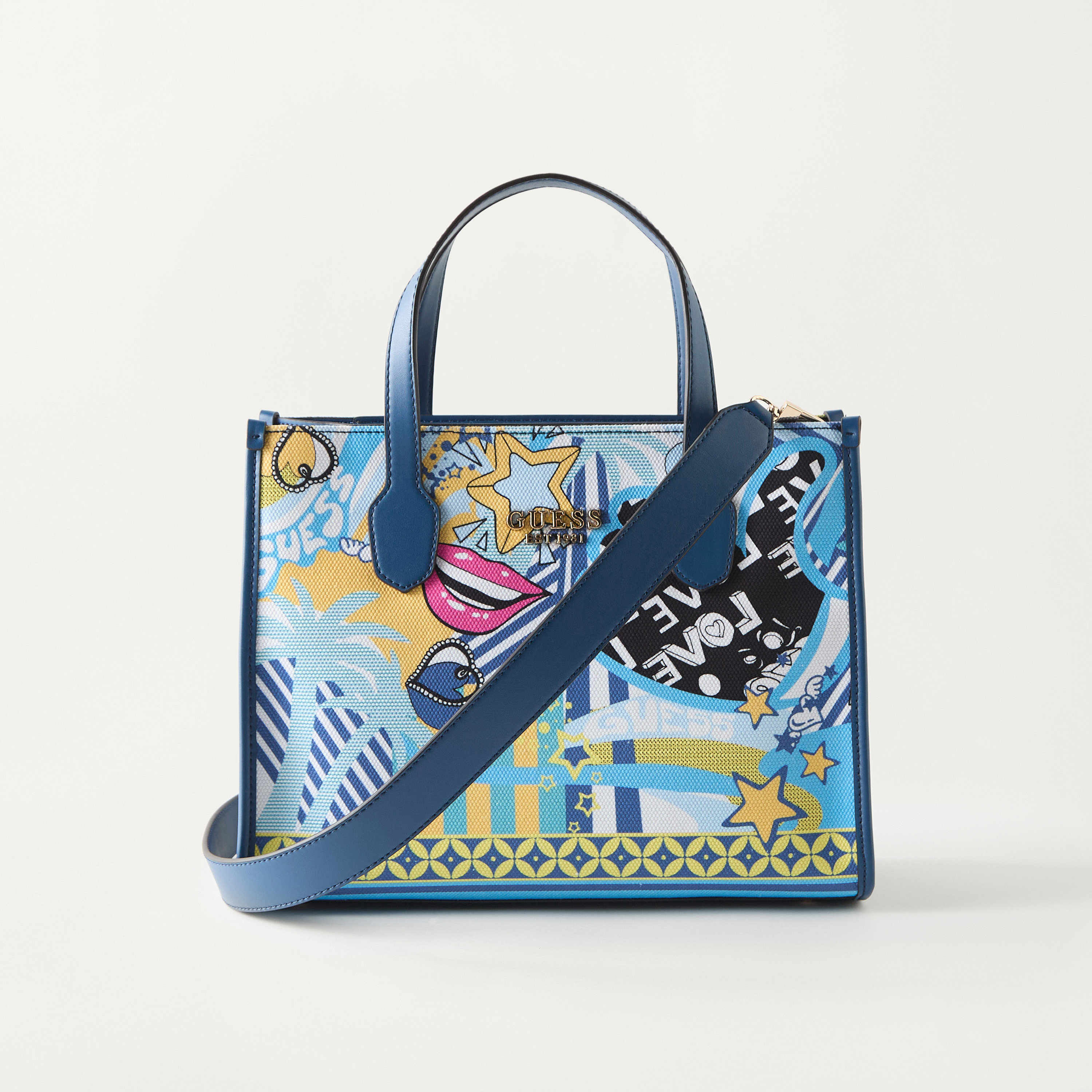 Guess Silvana Tote Bag with Detachable Strap and Zip Closure-women-bagsandwallets-handbags-image-1
