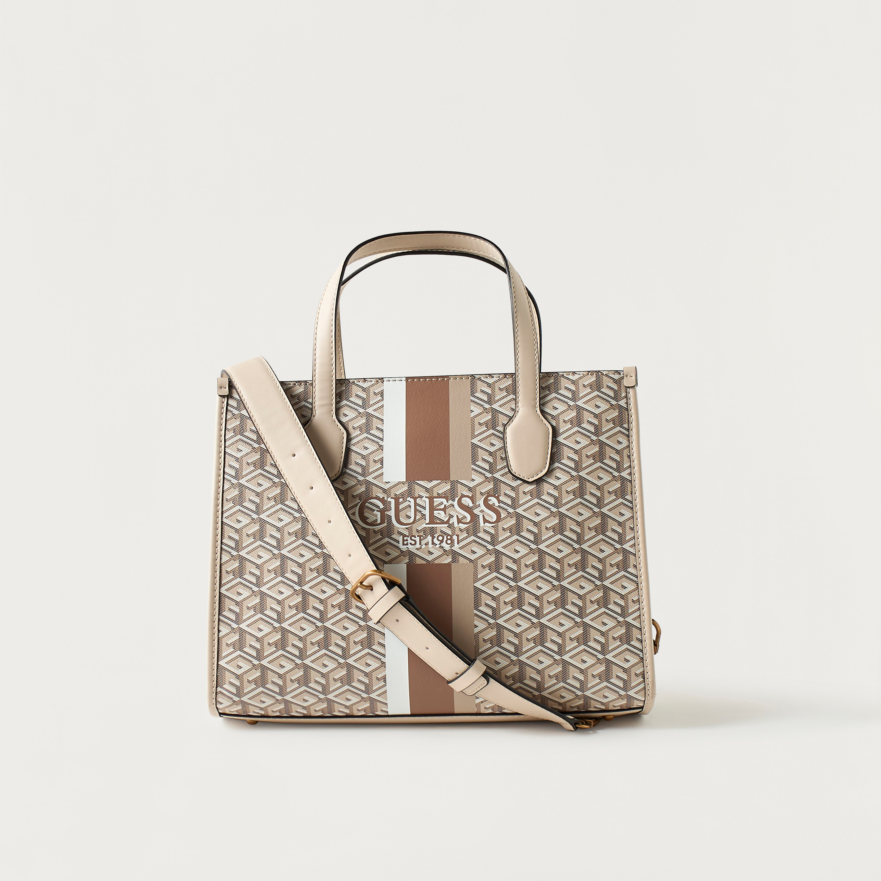 Guess All-Over Print Tote Bag with Detachable Strap and Zip Closure-women-bagsandwallets-handbags-image-1
