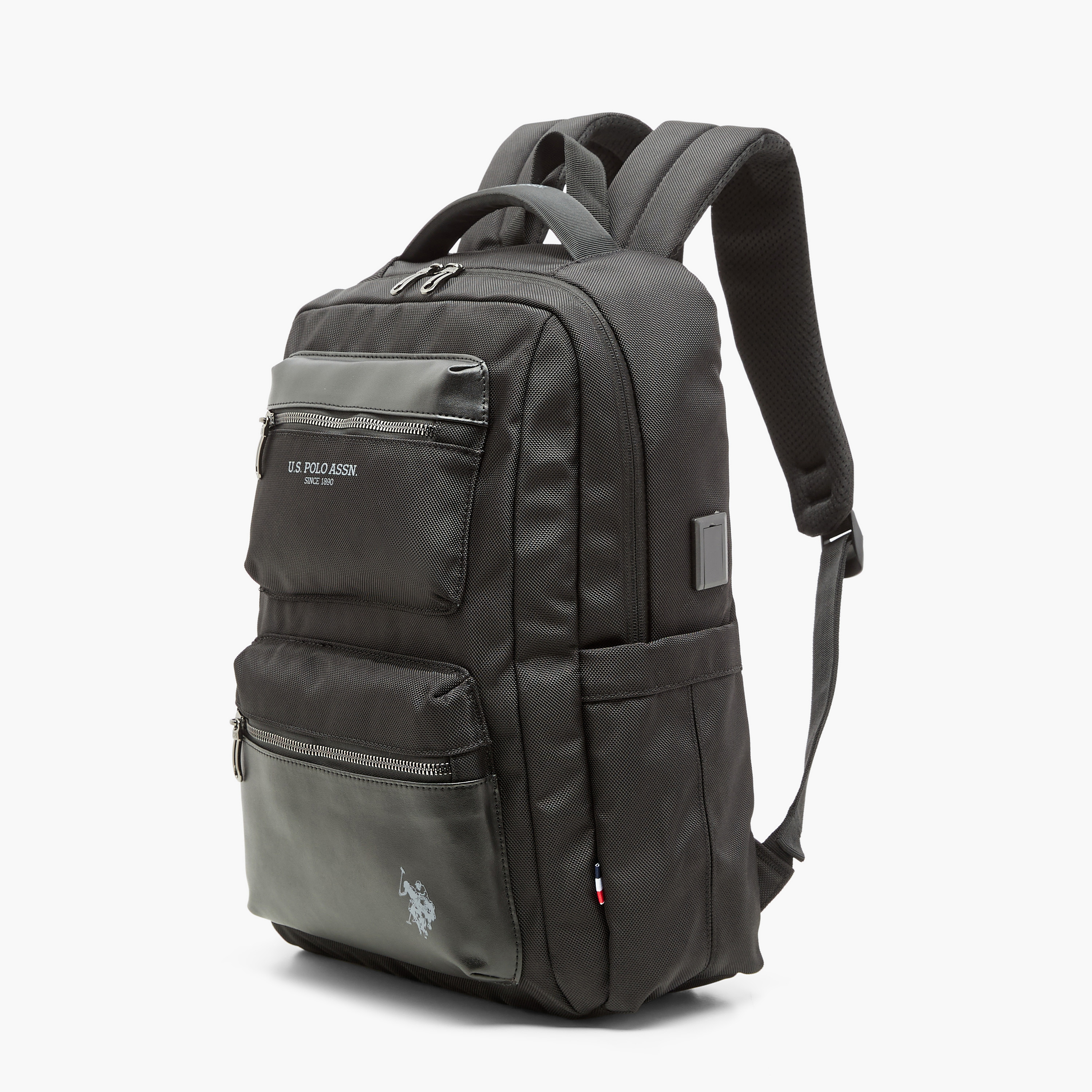 US POLO ASSN. Solid Backpack with Adjustable Straps and Zip Closure - 30x16x43 cms-men-bags-image-2