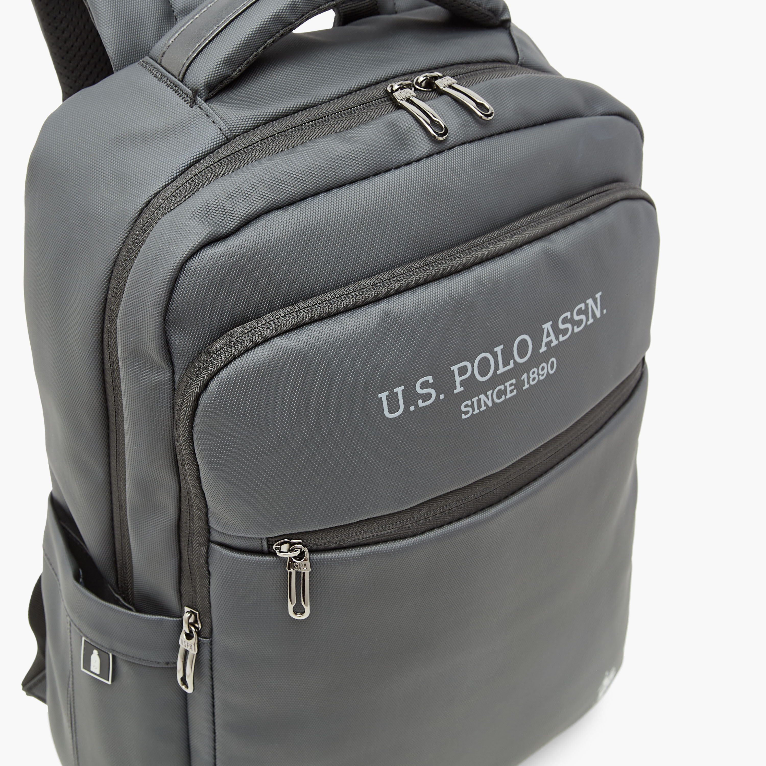 US POLO ASSN. Logo Print Laptop Backpack with Zip Closure - 30x15x43 cm-men-bags-image-5