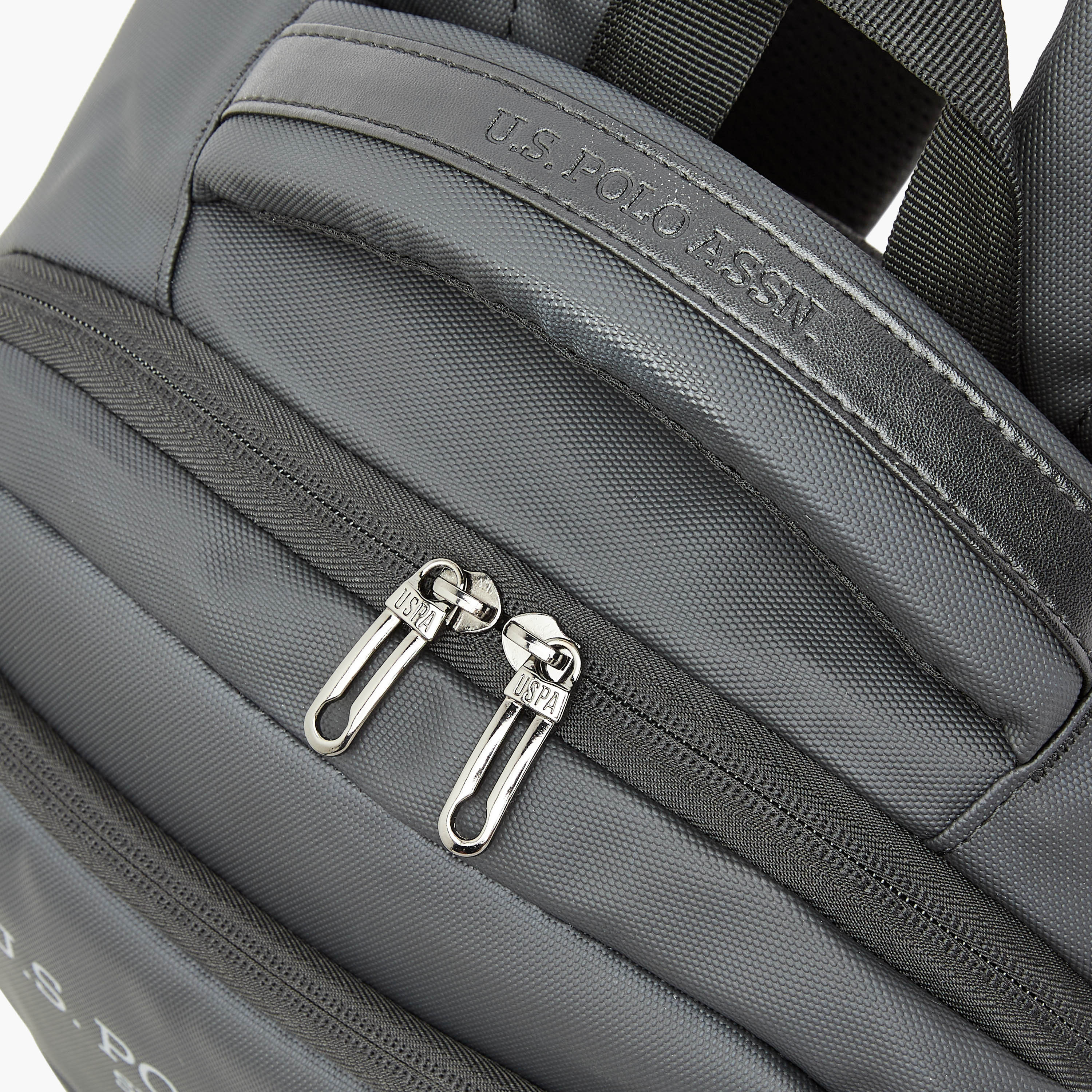 US POLO ASSN. Logo Print Laptop Backpack with Zip Closure - 30x15x43 cm-men-bags-image-6
