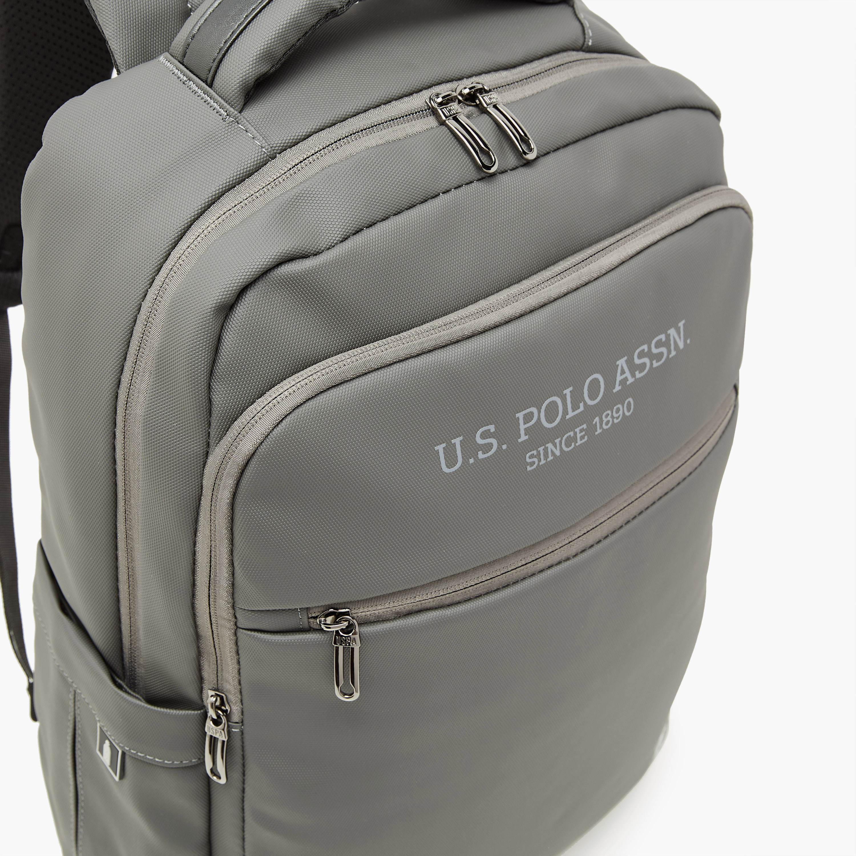 US POLO ASSN. Logo Print Laptop Backpack with Zip Closure - 30x15x43 cm-men-bags-image-5