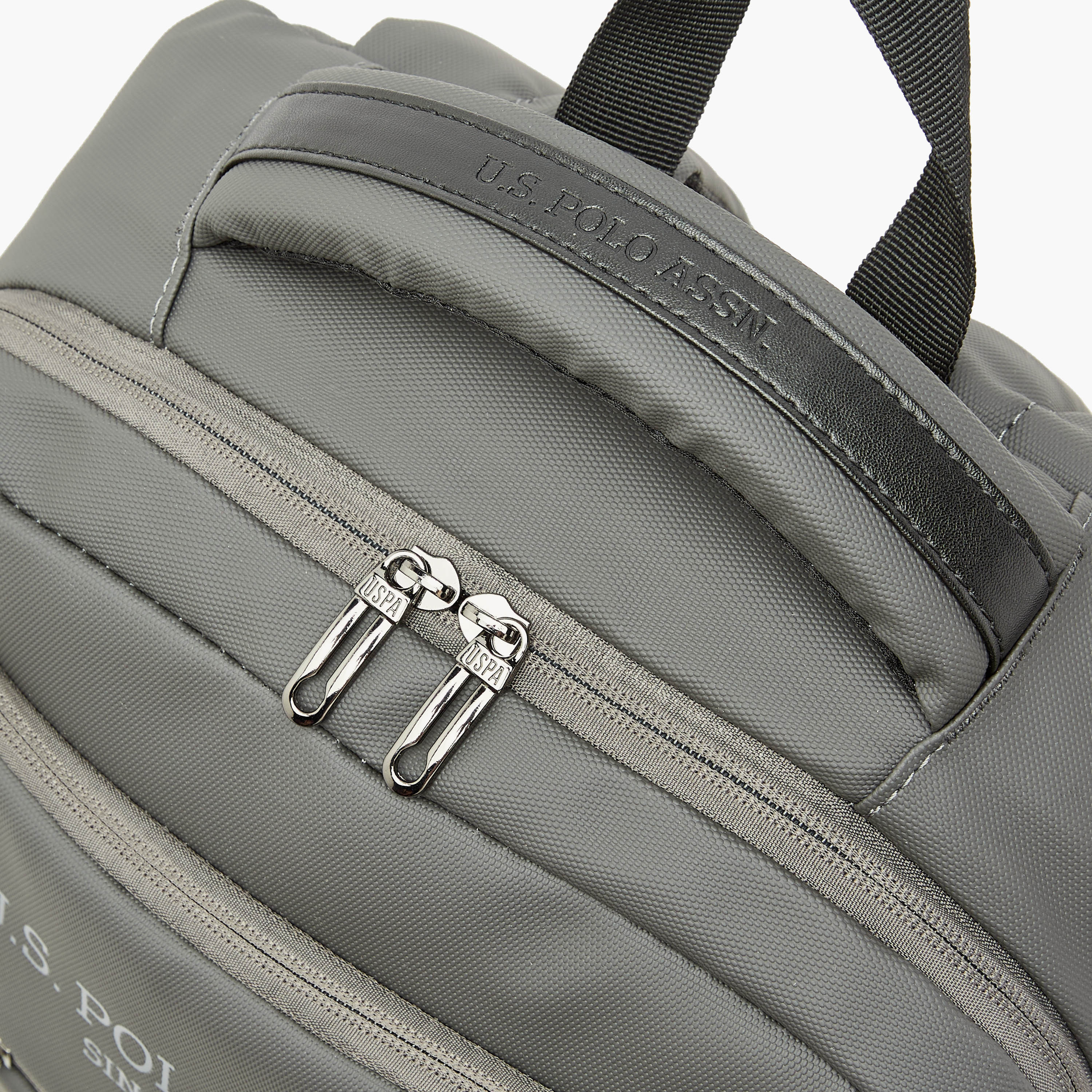 US POLO ASSN. Logo Print Laptop Backpack with Zip Closure - 30x15x43 cm-men-bags-image-6