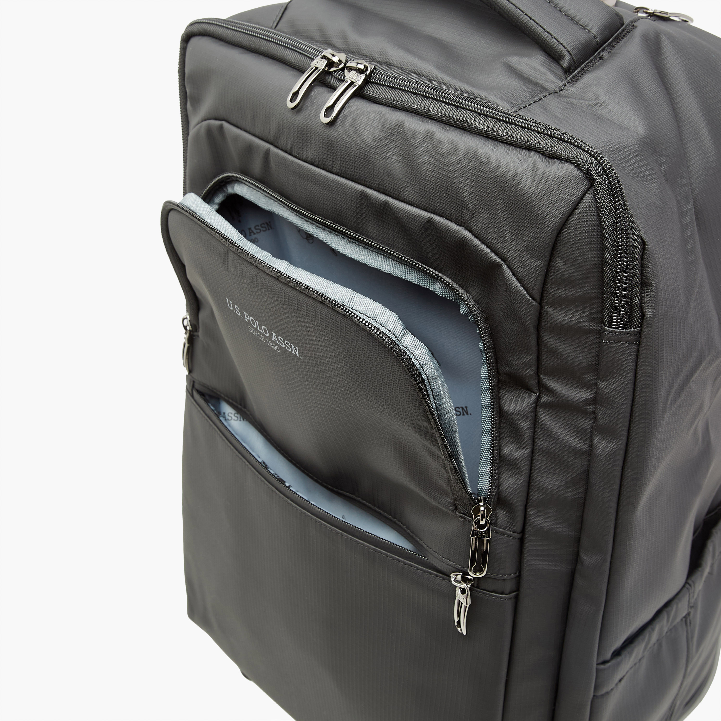 US POLO ASSN. Solid 19-inch Trolley Backpack with Shoulder Straps and Wheels - 32x23x48 cm-men-bags-image-11