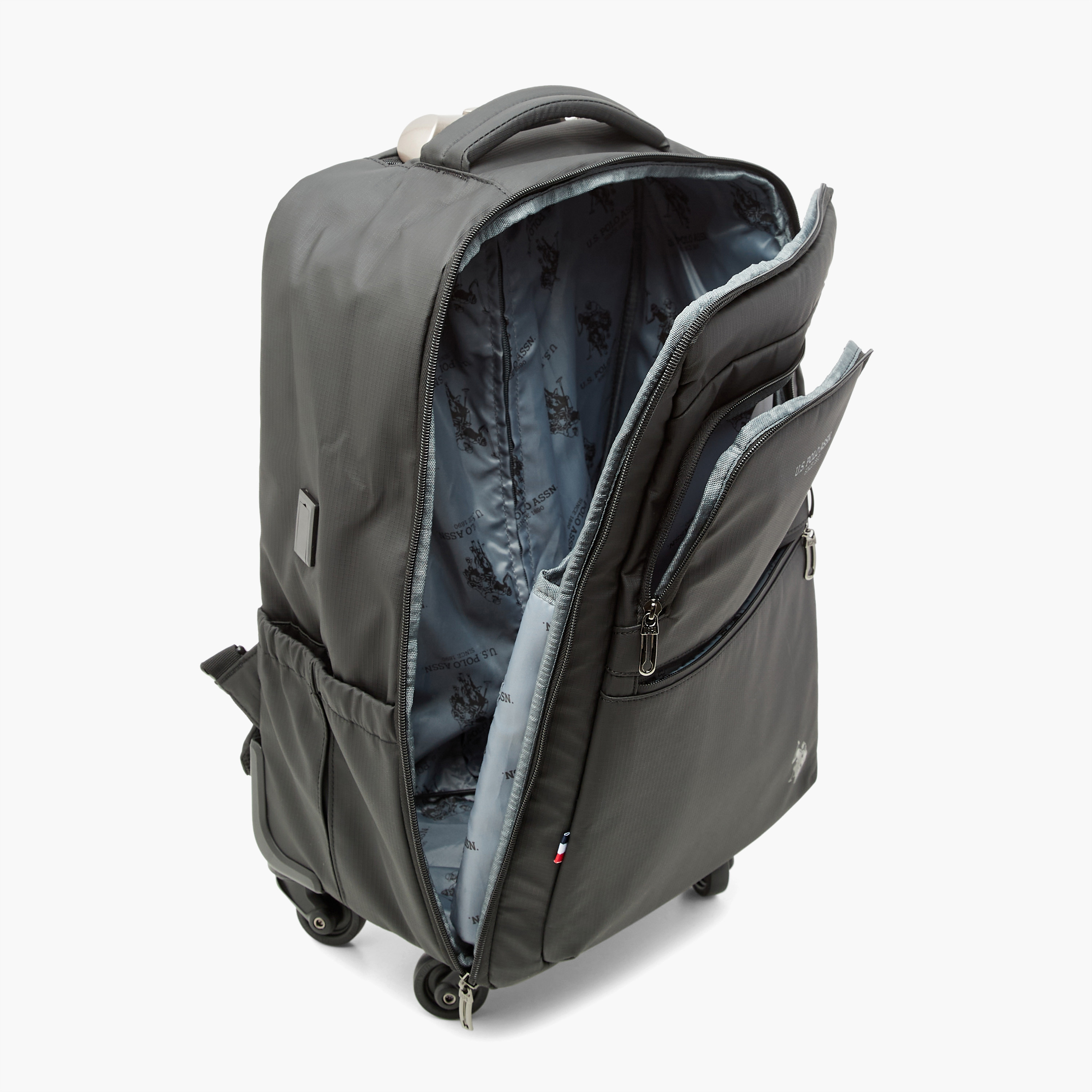 US POLO ASSN. Solid 19-inch Trolley Backpack with Shoulder Straps and Wheels - 32x23x48 cm-men-bags-image-12