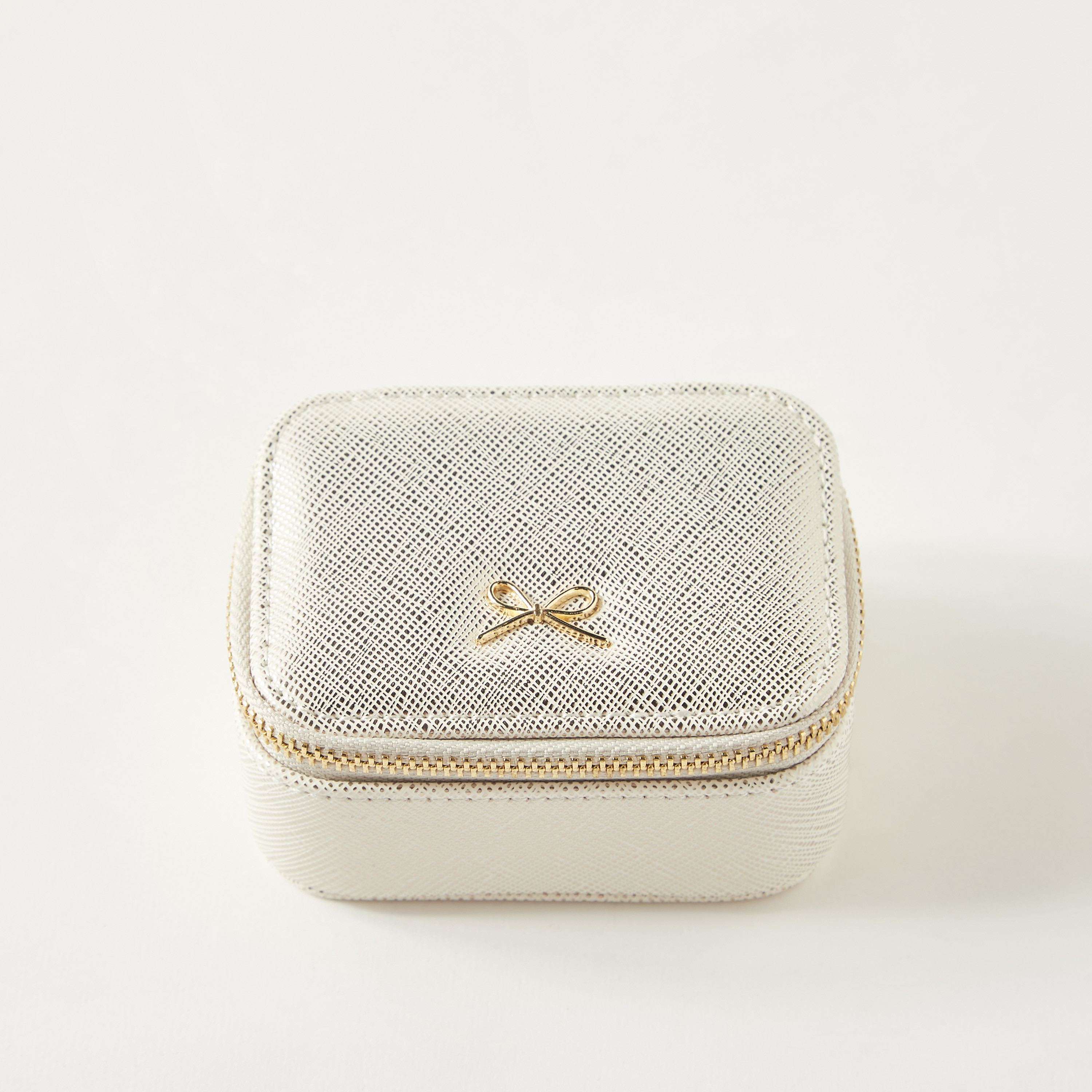 Textured Jewellery Box with Bow Detail and Zip Closure-women-watchesandjewellery-jewellery-storage-image-2
