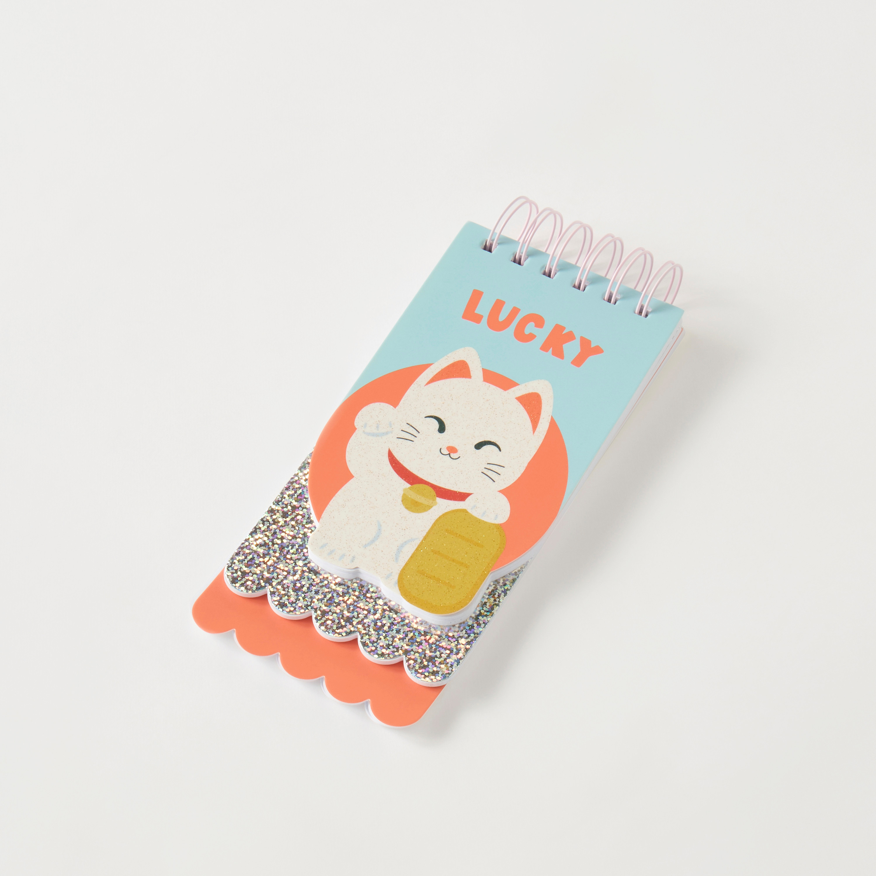 Lucky Cat Print Spiral Pocket Notebook-school-stationery-notebooks-image-1