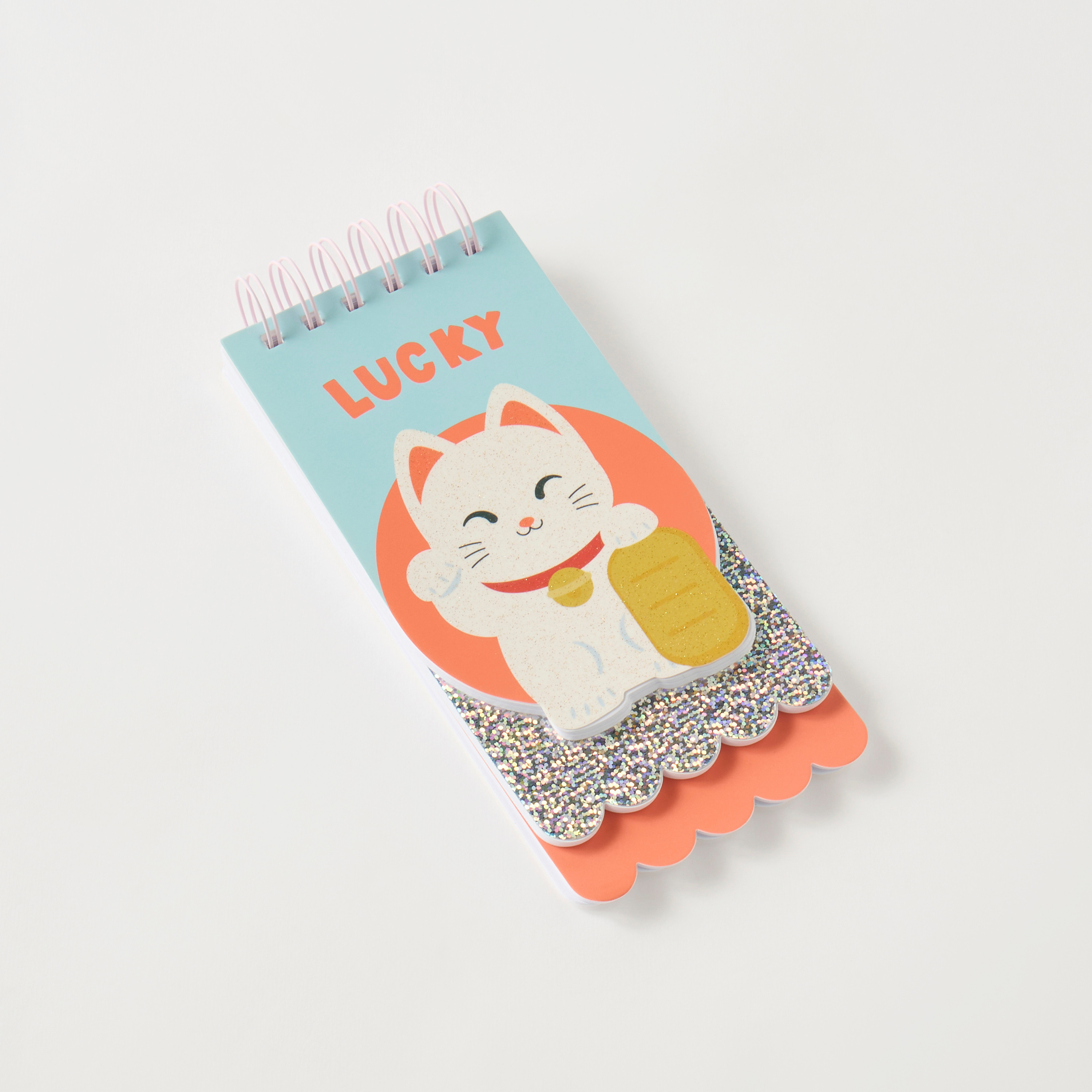 Lucky Cat Print Spiral Pocket Notebook-school-stationery-notebooks-image-2