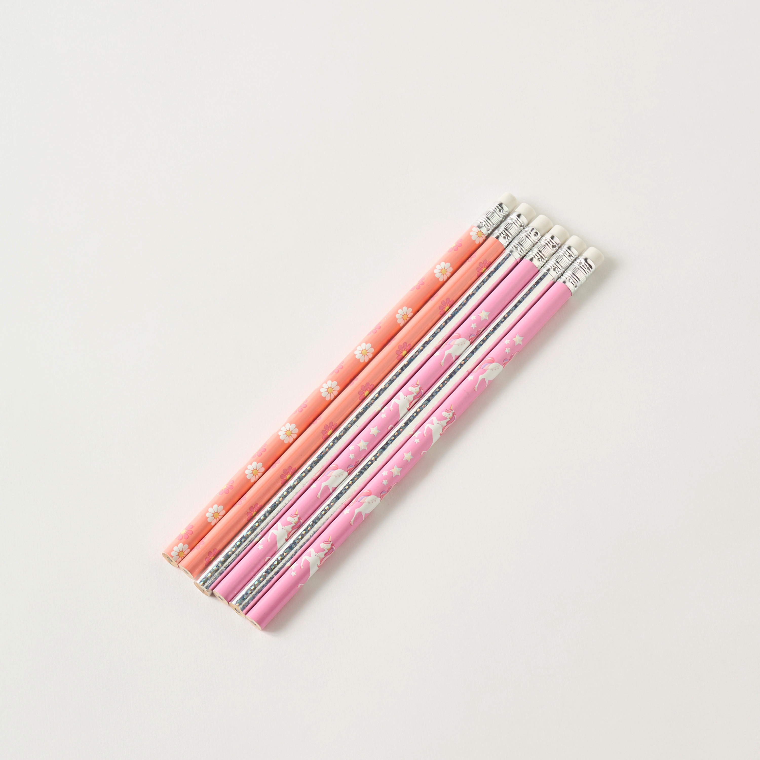 Printed Wood Pencil with Eraser - Set of 6-school-stationery-pensandpencils-image-1
