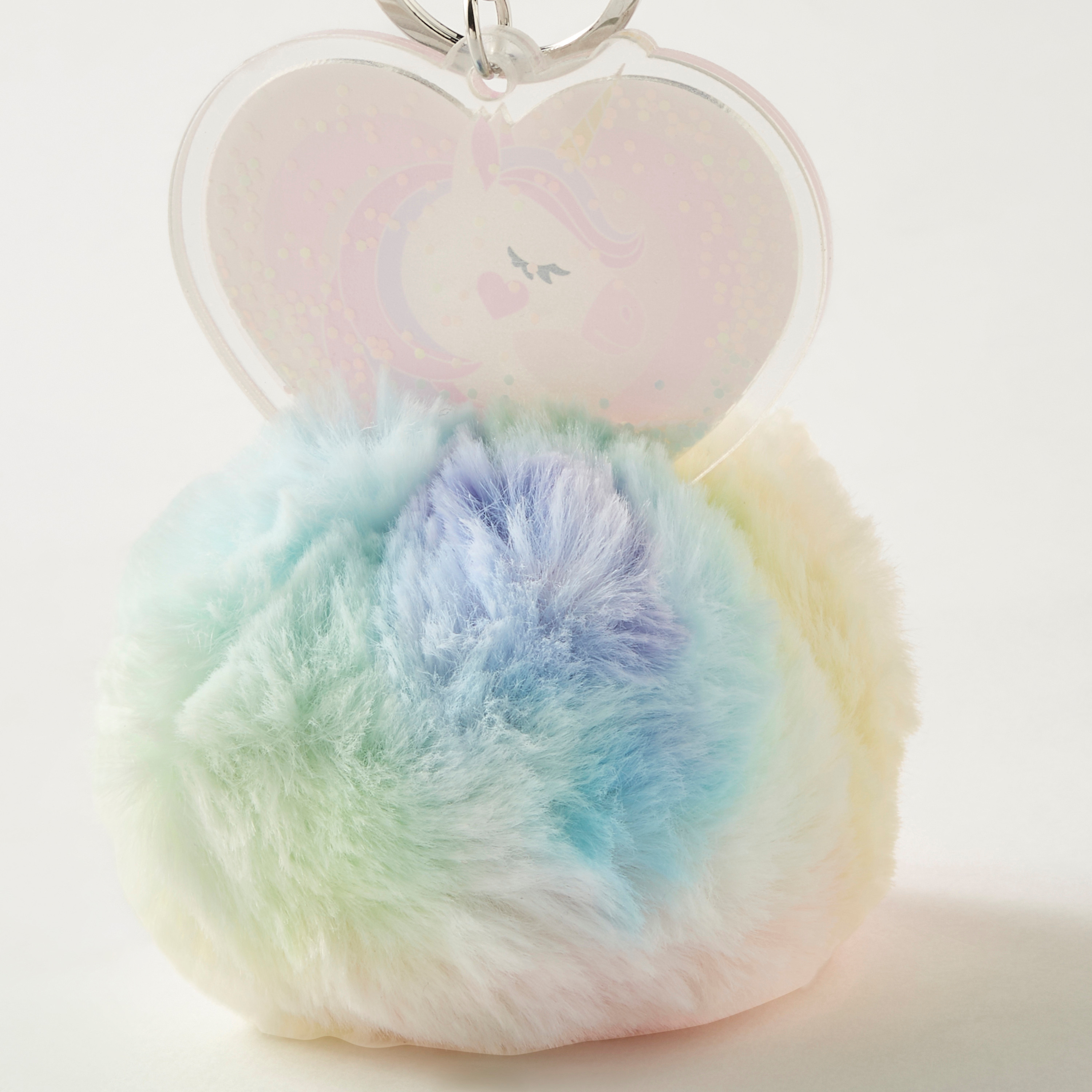 Unicorn Heart Charm Keychain with Hook and Pom-Pom-girls-accessories-keyringsandbagcharms-image-2