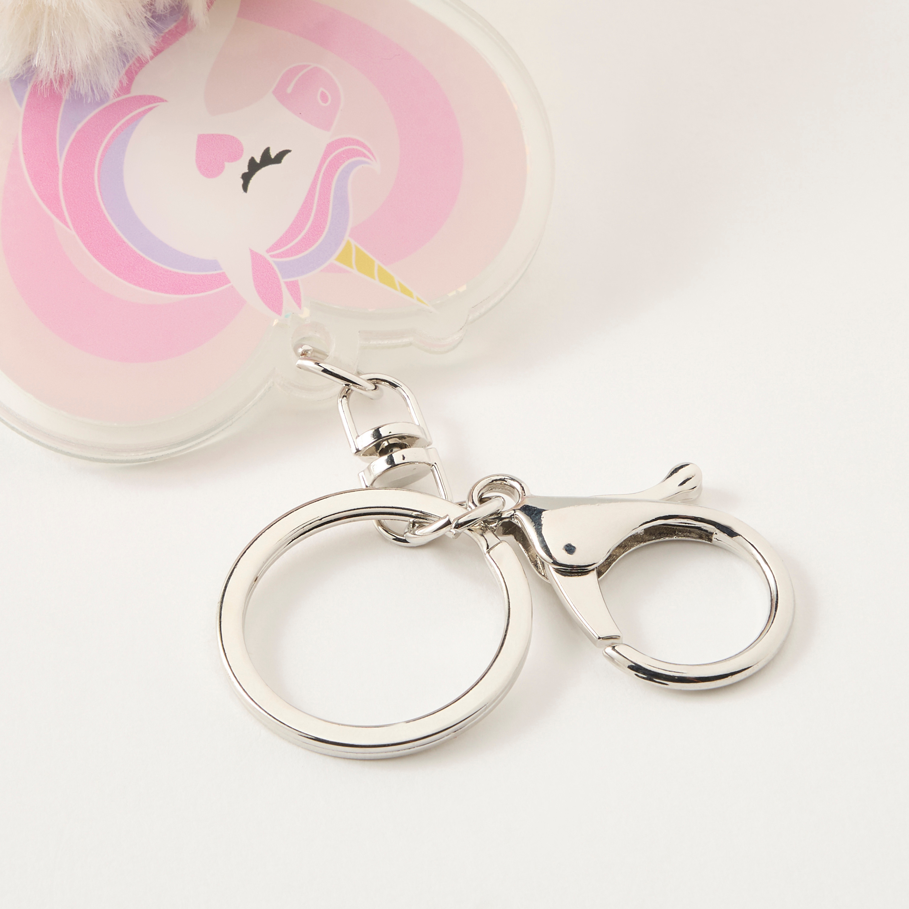 Unicorn Heart Charm Keychain with Hook and Pom-Pom-girls-accessories-keyringsandbagcharms-image-3