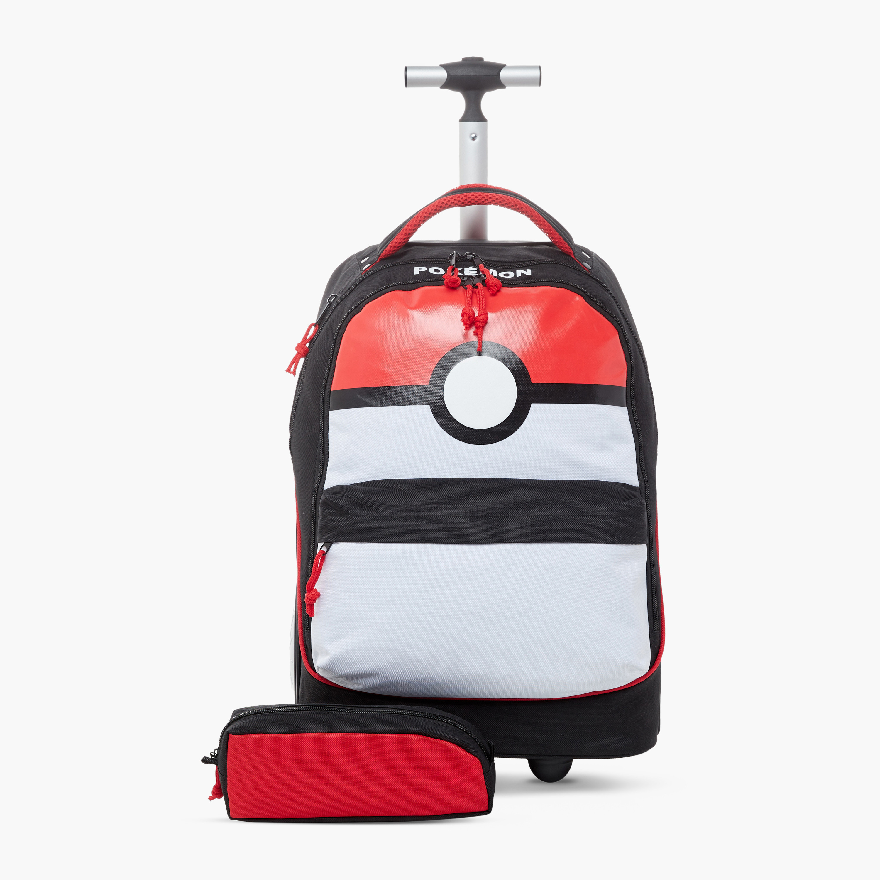 Pokemon Printed Trolley Bag with Retractable Handle and Pencil Pouch Set-school-bagsandbackpacks-trolleybags-image-1