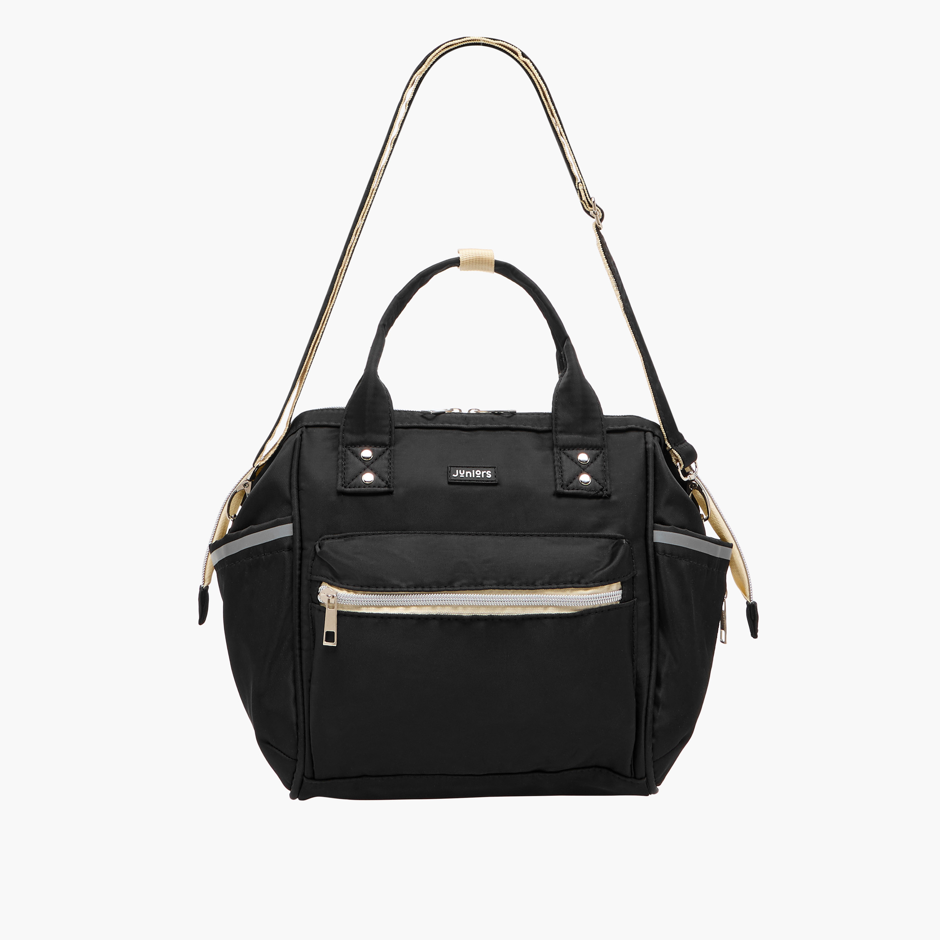 Juniors Logo Detail Diaper Bag with Double Handles and Zip Closure-baby-diapering-diaperbags-image-1