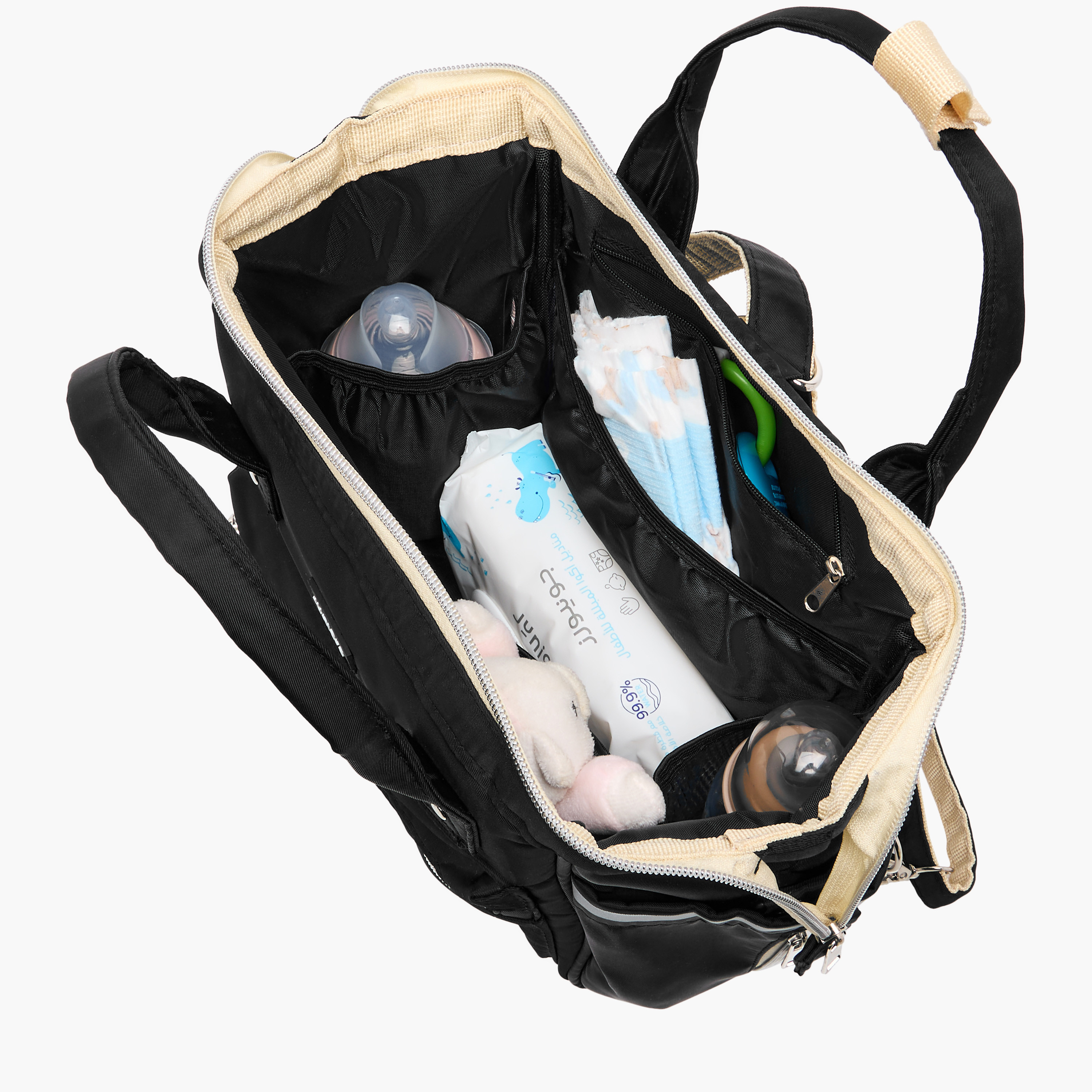 Juniors Logo Detail Diaper Bag with Double Handles and Zip Closure-baby-diapering-diaperbags-image-13