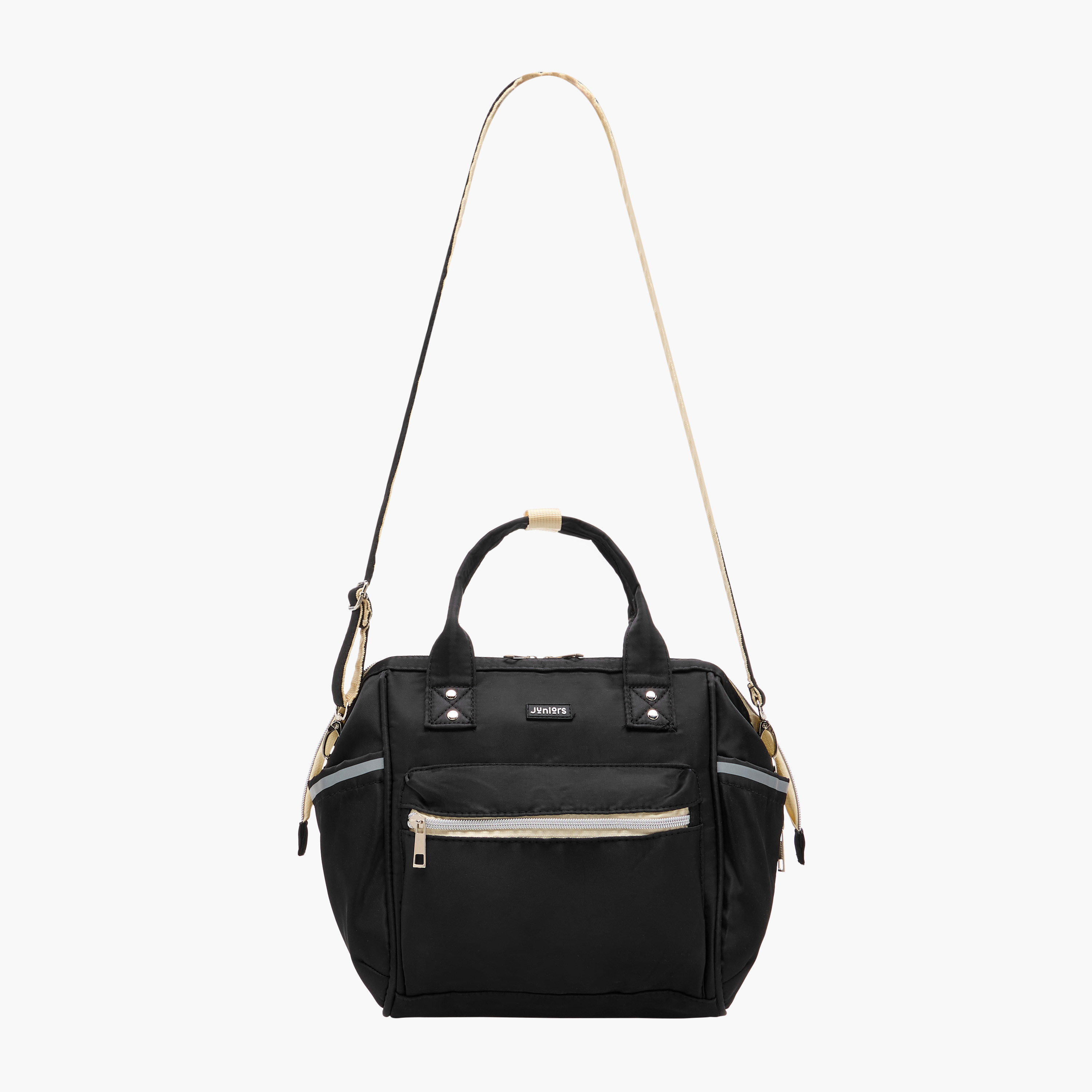 Juniors Logo Detail Diaper Bag with Double Handles and Zip Closure-baby-diapering-diaperbags-image-2