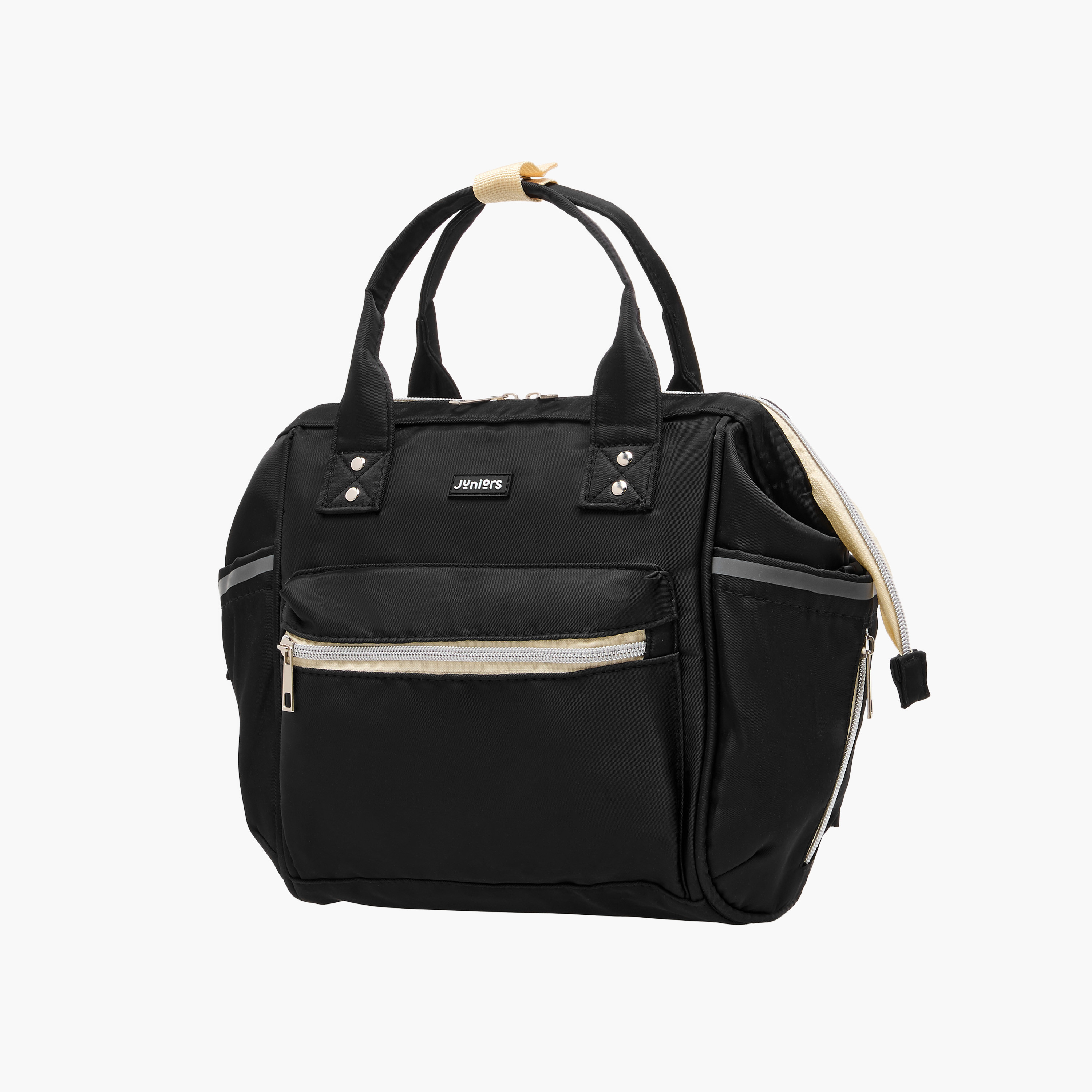 Juniors Logo Detail Diaper Bag with Double Handles and Zip Closure-baby-diapering-diaperbags-image-3