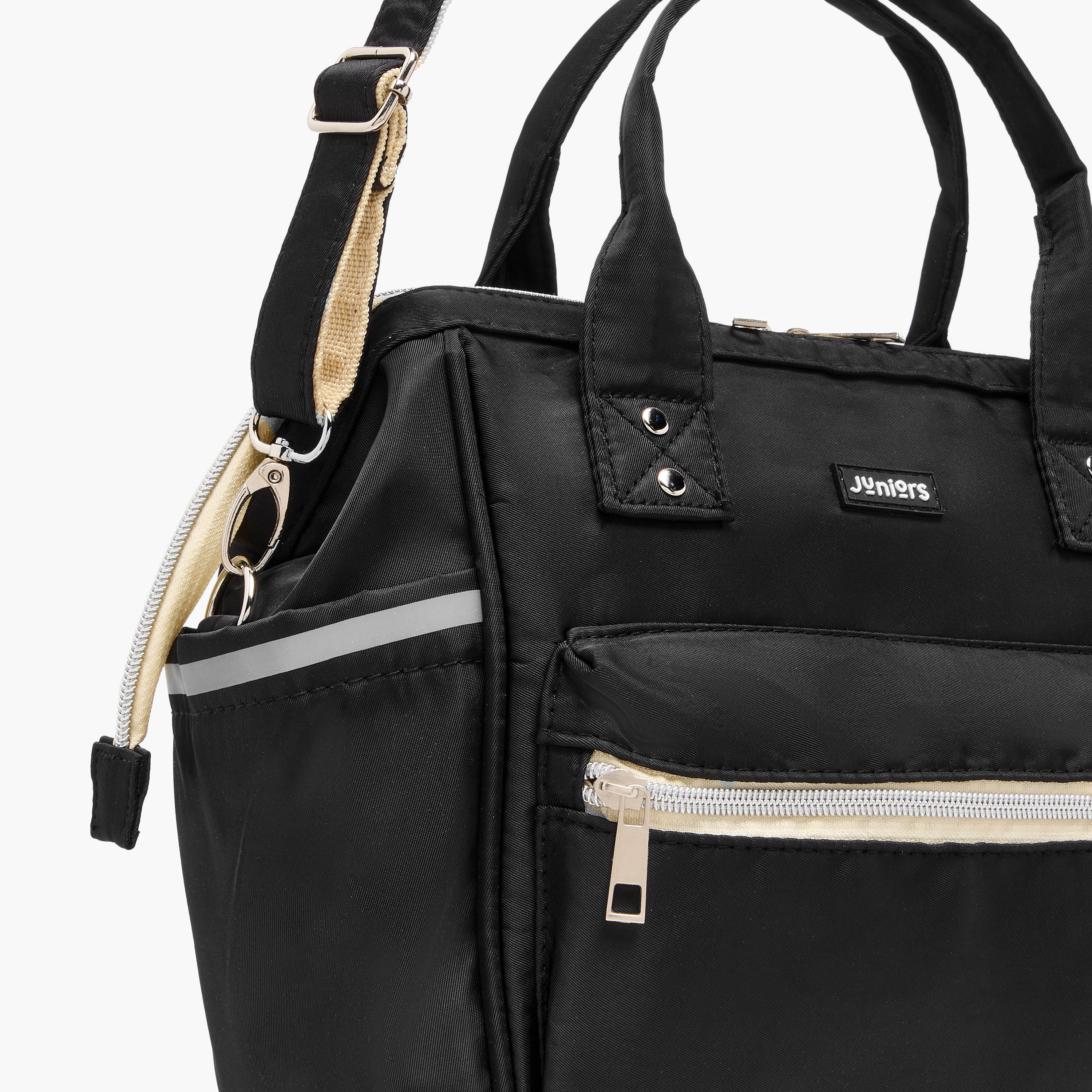 Juniors Logo Detail Diaper Bag with Double Handles and Zip Closure-baby-diapering-diaperbags-image-6