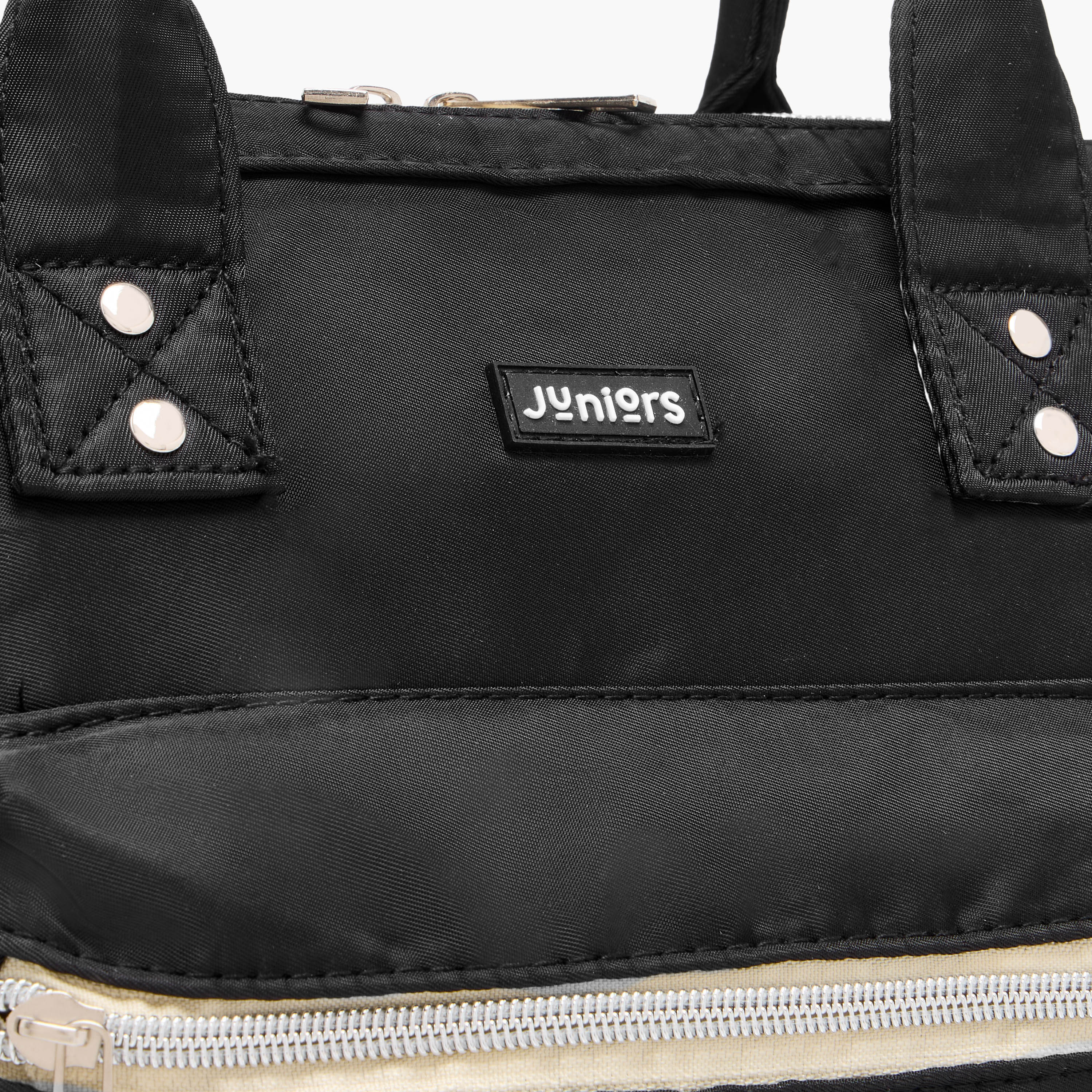 Juniors Logo Detail Diaper Bag with Double Handles and Zip Closure-baby-diapering-diaperbags-image-7
