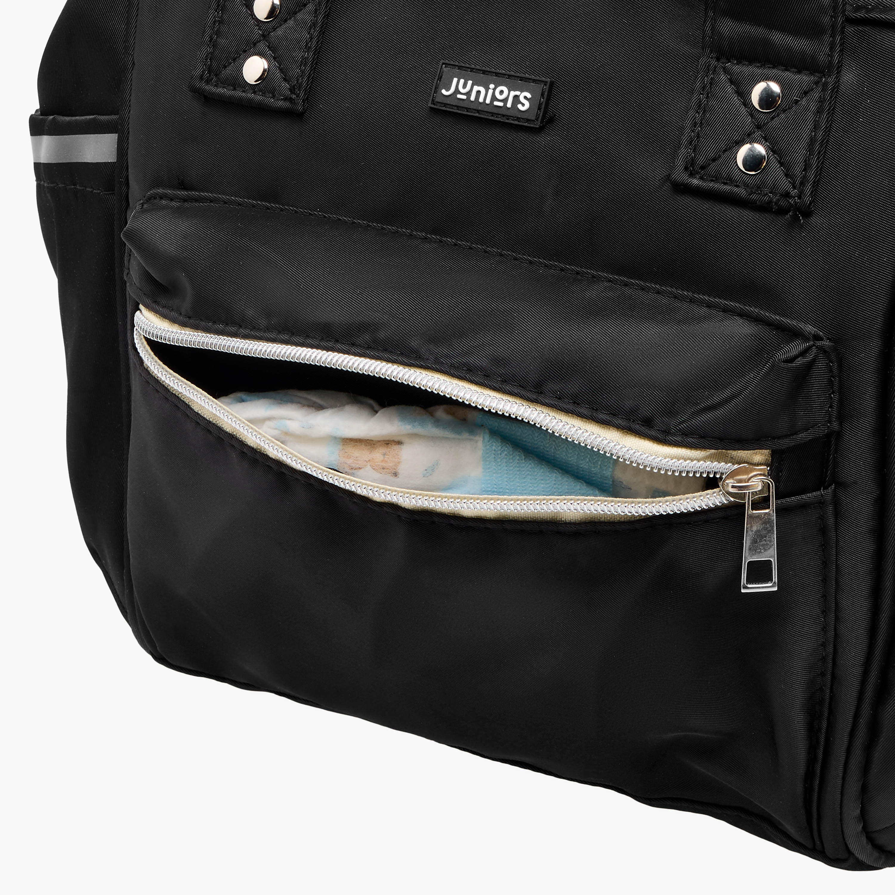 Juniors Logo Detail Diaper Bag with Double Handles and Zip Closure-baby-diapering-diaperbags-image-8